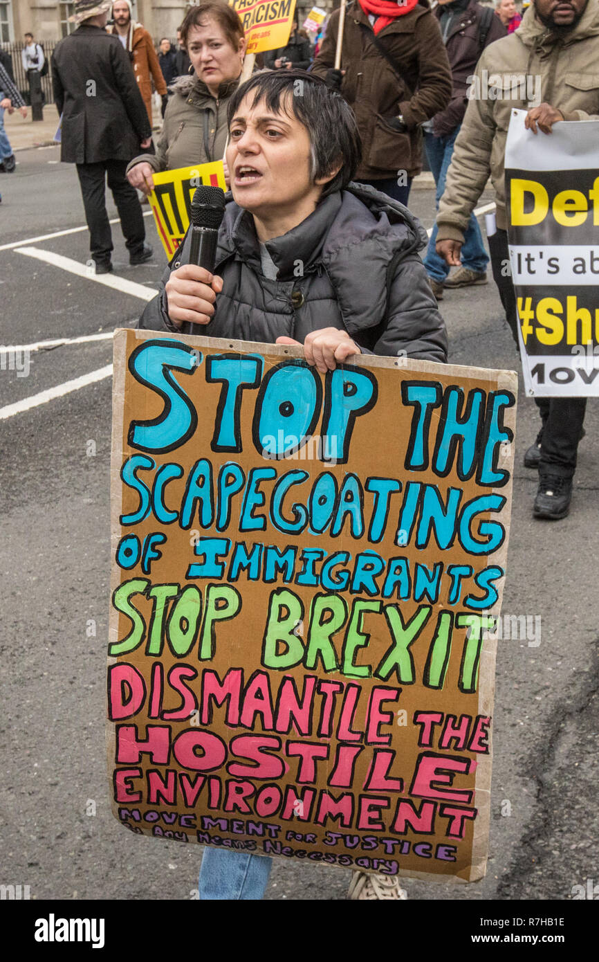 London, UK. 9th Dec, 2018. Thousands marched in a anti-racist counter demonstration against the far right organised ‘Brexit betrayal' march in central London and heavily outnumbered the racist UKIP led march. Credit: David Rowe/Alamy Live News Stock Photo