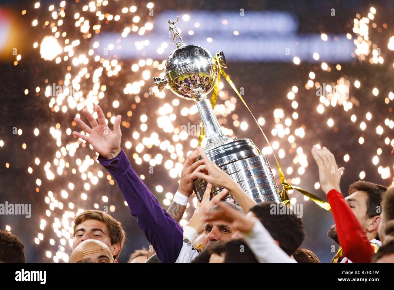 River Plate players celebrates victory in the Copa Libertadores final 2018/19 match between Boca Juniors and River Plate, at Santiago Bernabeu Stadium in Madrid on December 9, 2018. (Photo by Guille Martinez/Cordon Press)  Cordon Press Stock Photo