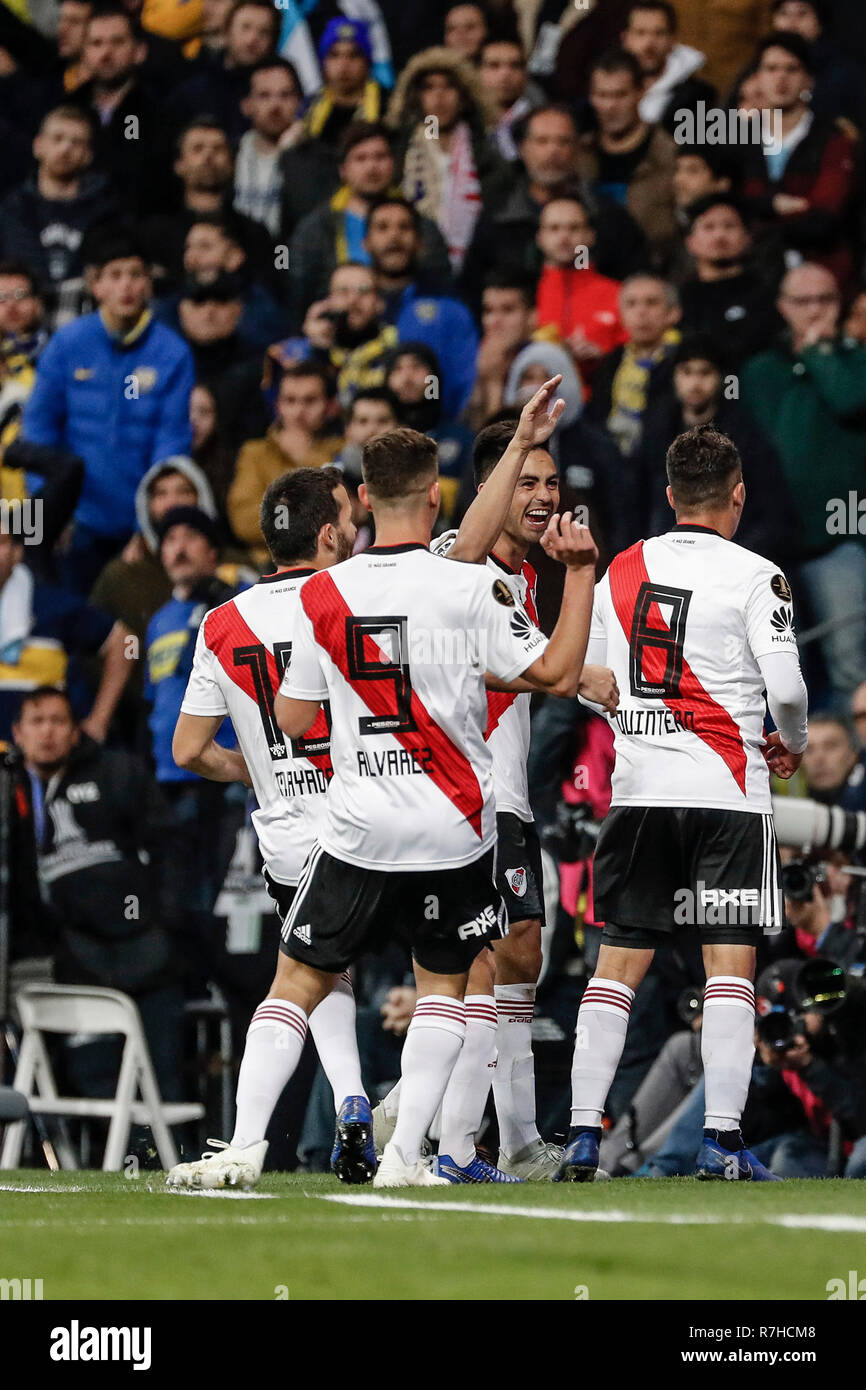 Santiago Bernabeu, Madrid, Spain. 9th Dec, 2018. Copa Libertadores final, second leg, River Plate versus Boca Juniors; Juan Quintero (River Plate) celebrates his goal which made it 2-1 Credit: Action Plus Sports/Alamy Live News Stock Photo