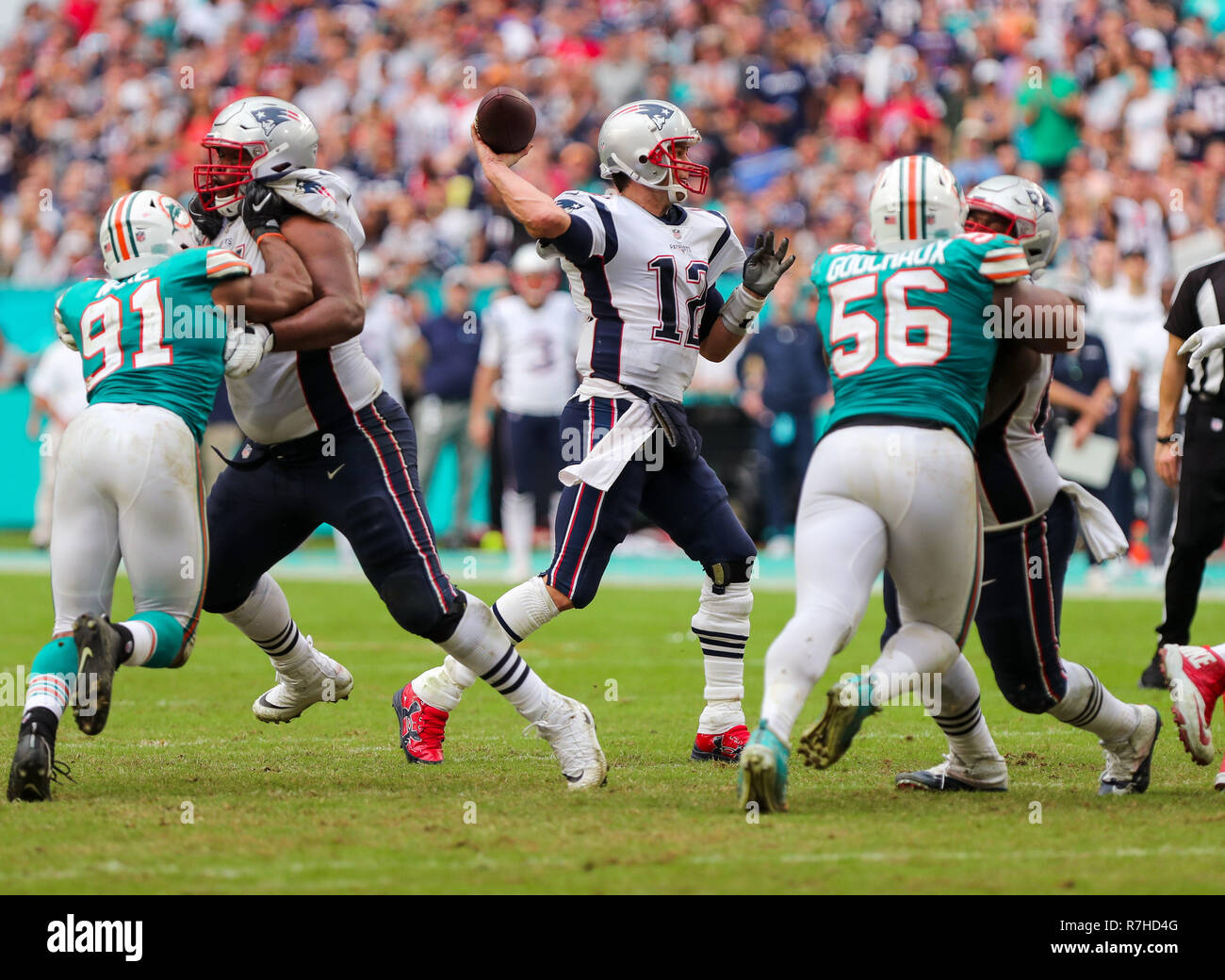 Miami Dolphins quarterback Ryan Tannehill throws a pass during