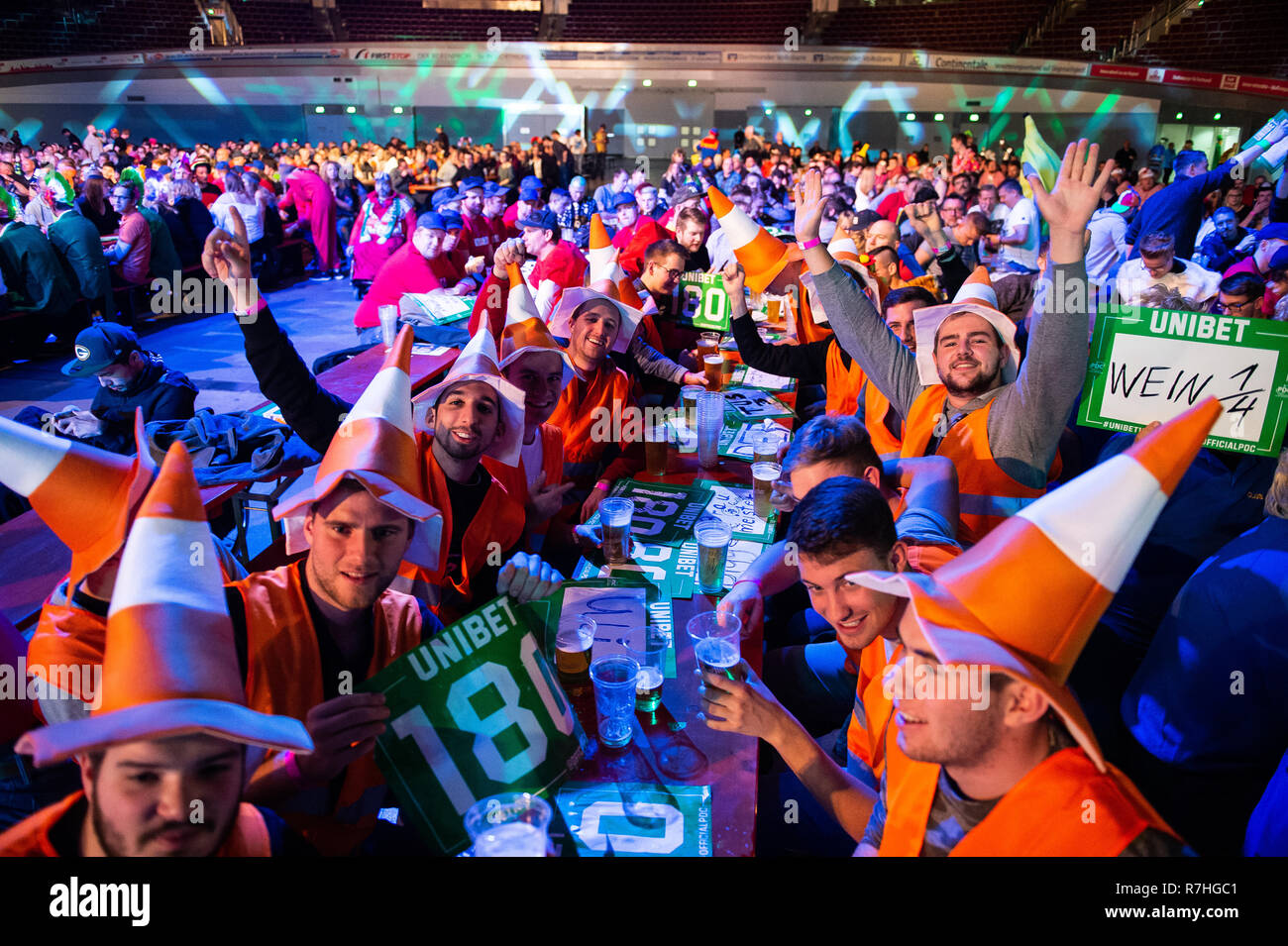 Dortmund, Germany. 26th Oct, 2018. Fans dressed up as traffic pylons create atmosphere in the Westfalenhalle during the European Darts Championship (EDC). (to dpa-story: Darts from 10.12.2018) Credit: Silas Stein/dpa/Alamy Live News Stock Photo