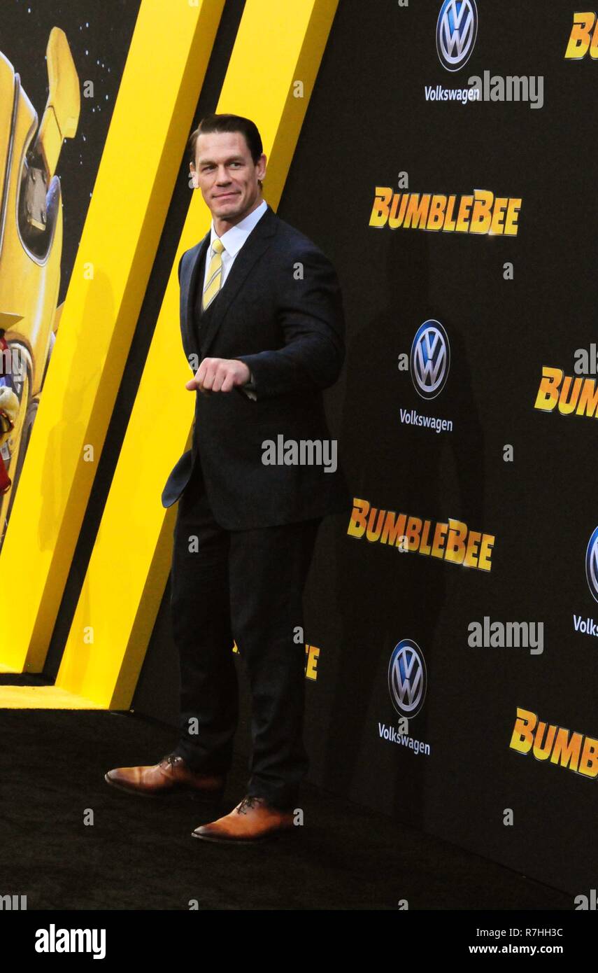 Hollywood, USA. 09th Dec, 2018. HOLLYWOOD, CA - DECEMBER 9: Actor John Cena attends Paramount Pictures Presents The Global Premiere of 'BumbleBee' on December 9, 2018 at TCL Chinese Theatre in Hollywood, California. Credit: Barry King/Alamy Live News Stock Photo
