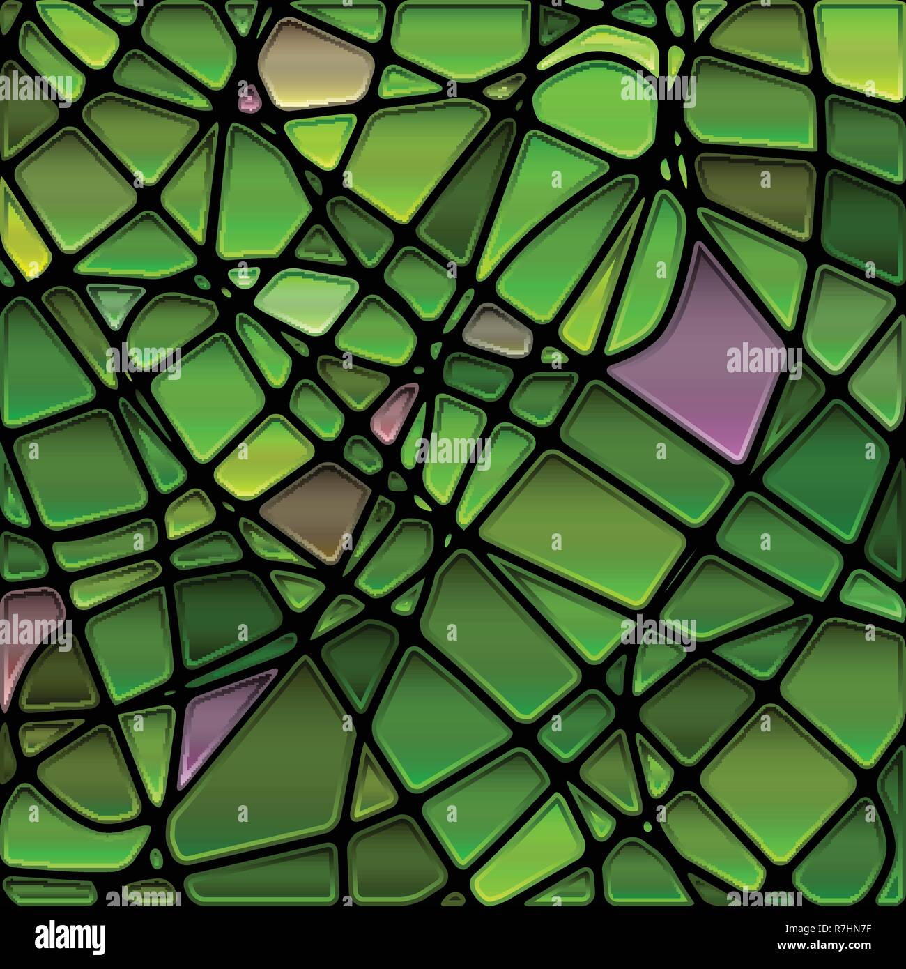 abstract vector stained-glass mosaic background - green and brown Stock ...