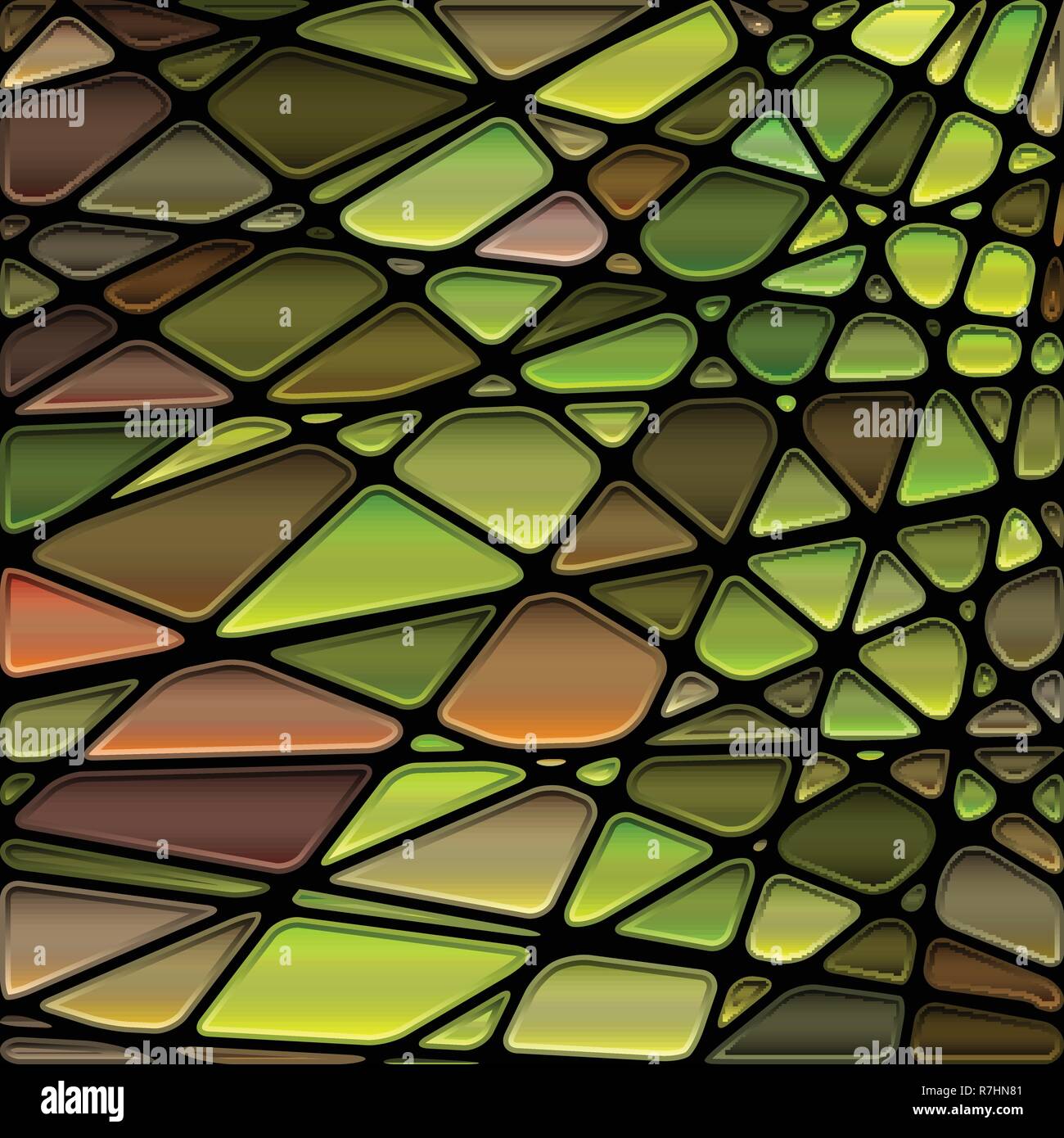 abstract vector stained-glass mosaic background - green and brown Stock ...