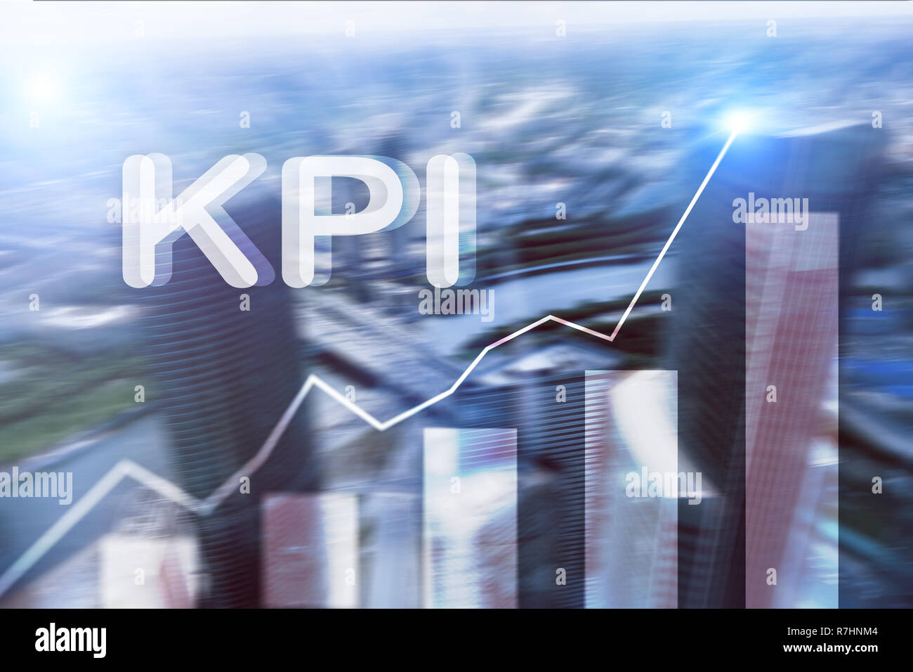 KPI - Key performance indicator graph on blurred background. Stock Photo