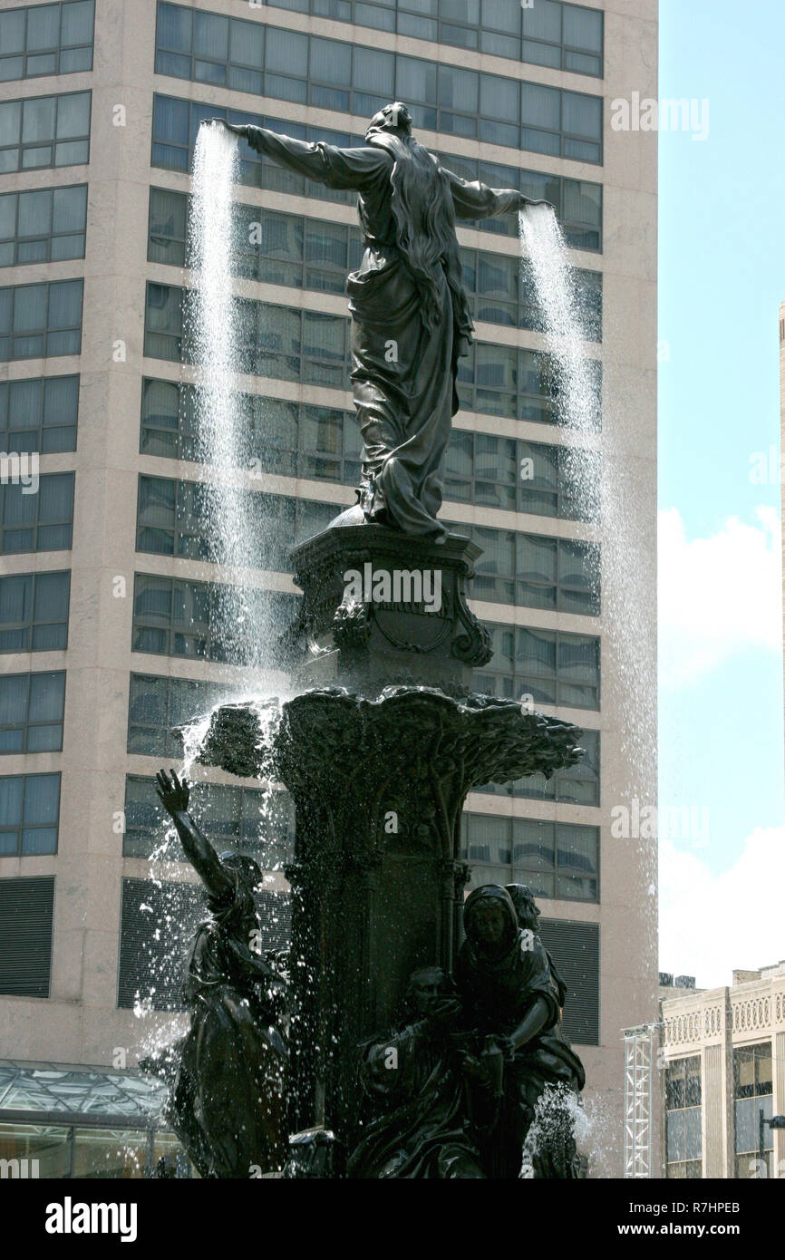 The Genius of Water fountain in downtown Cincinnati, Ohio, USA Stock