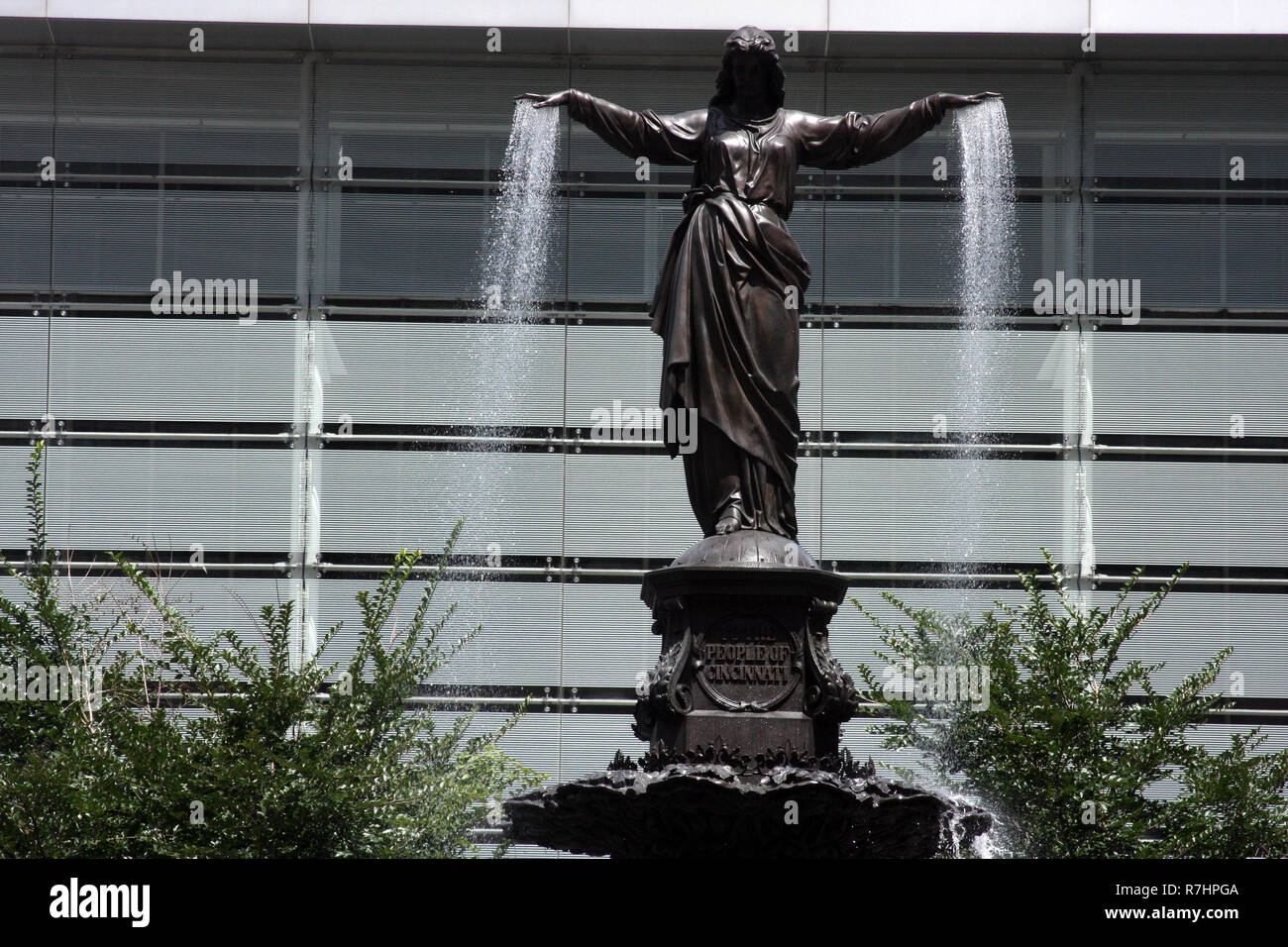 The Genius of Water fountain in downtown Cincinnati, Ohio Stock Photo