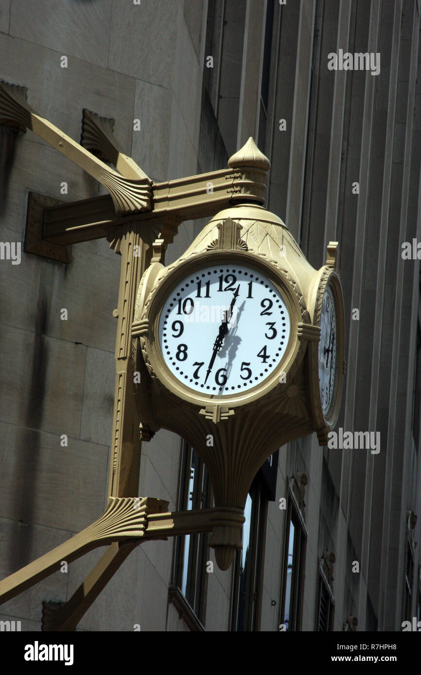 Oldfashioned outside clock in downtown Cincinnati, Ohio Stock Photo