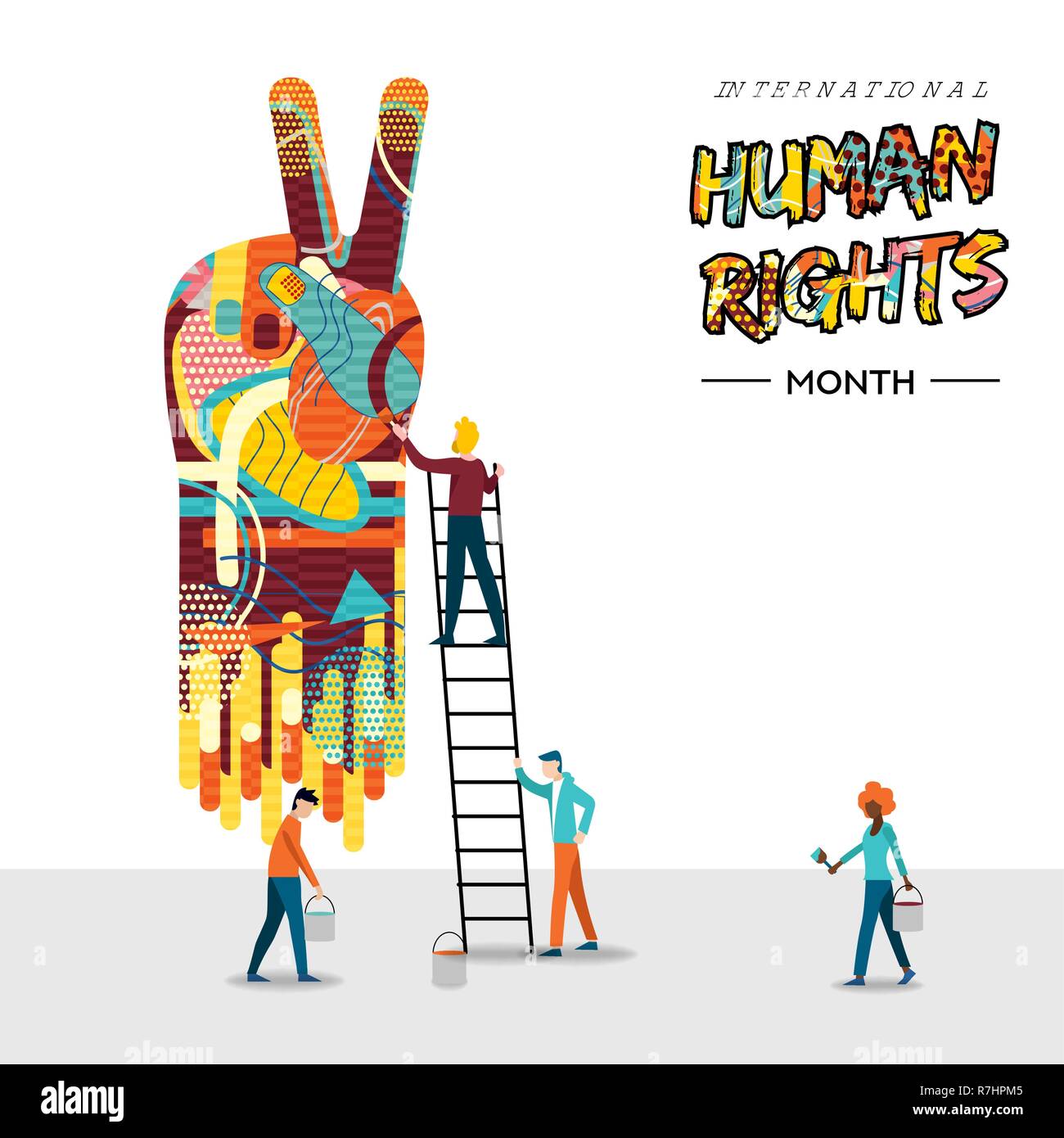 International Human Rights day card for world help and culture unity