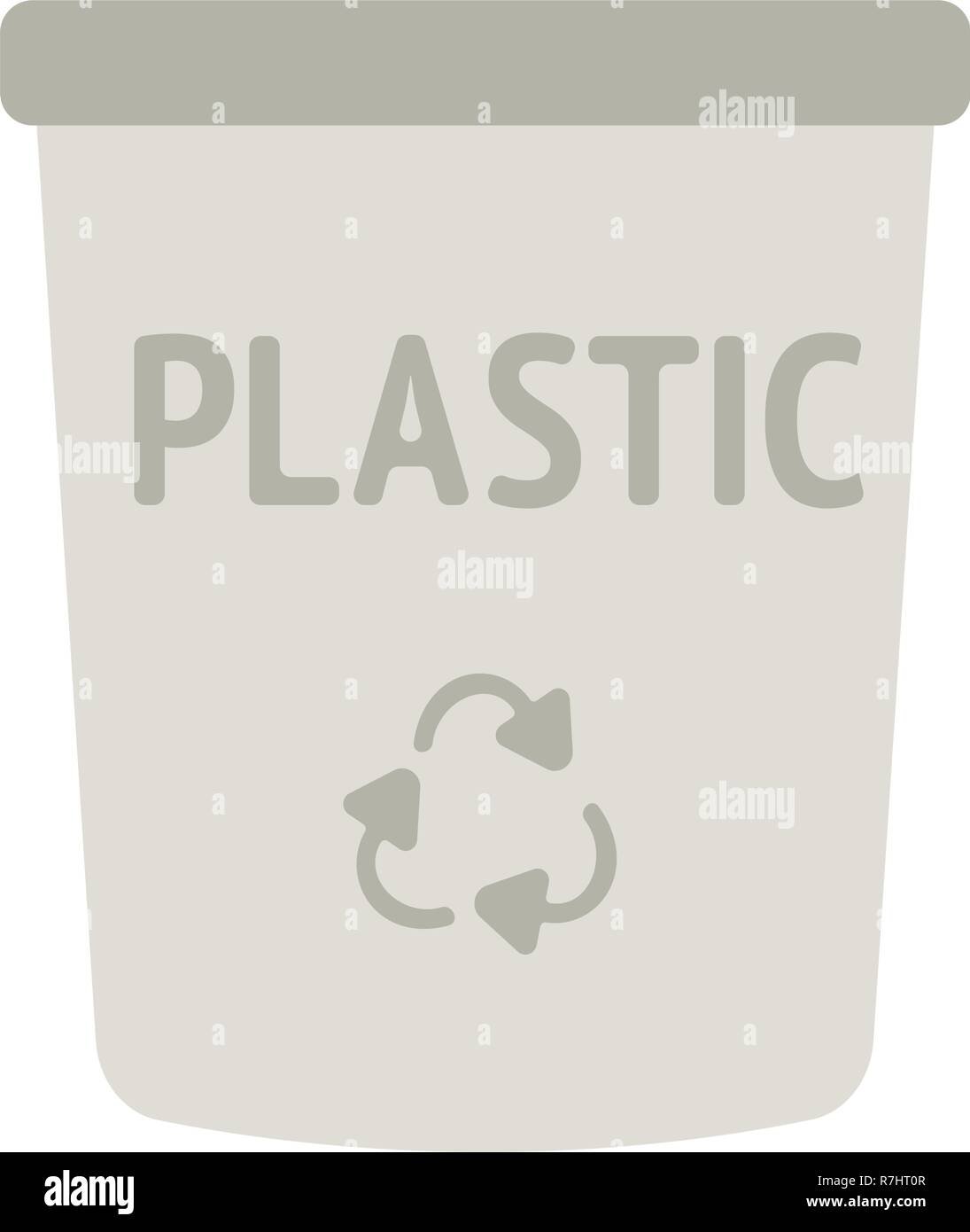 Vector icon of yellow waste bin with recycling sign Stock Vector