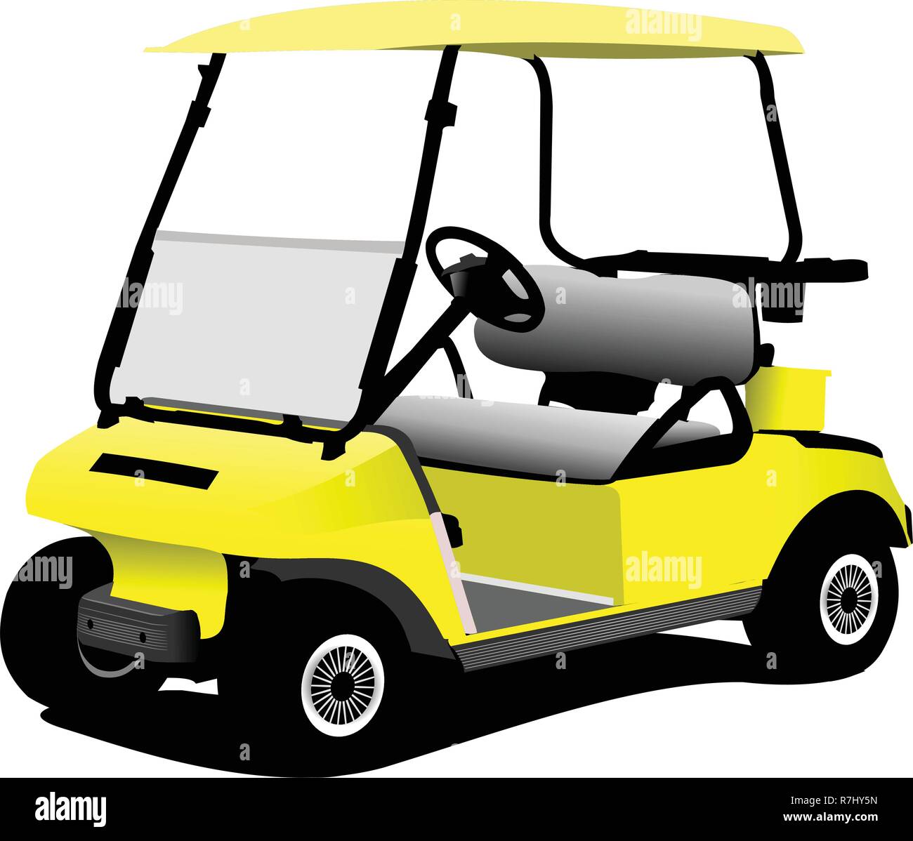 Electrical golf car on isolated white background. Vector illustration Stock Vector