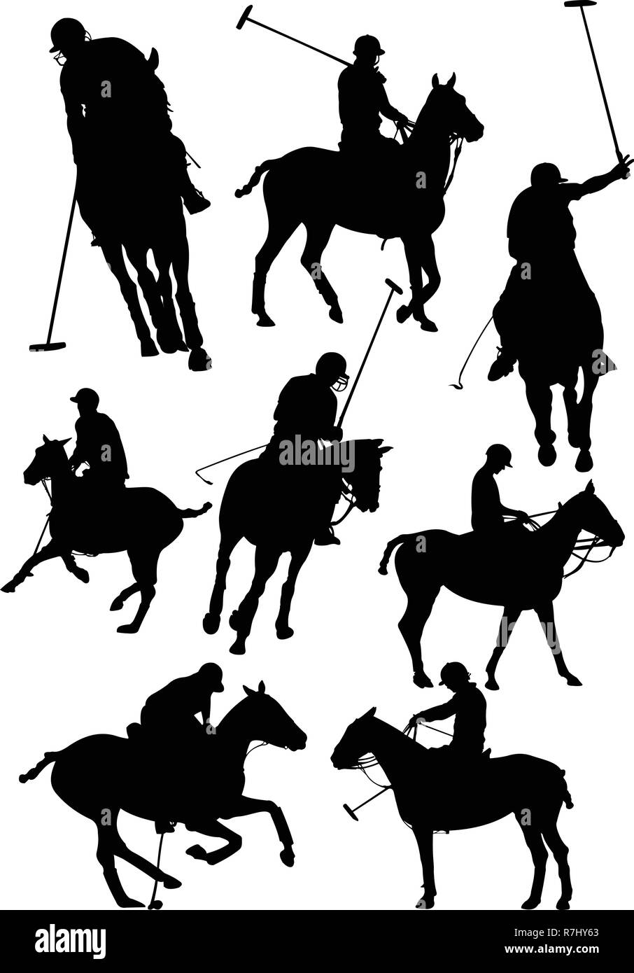 Black and white polo players vector silhouette Stock Vector Image & Art ...