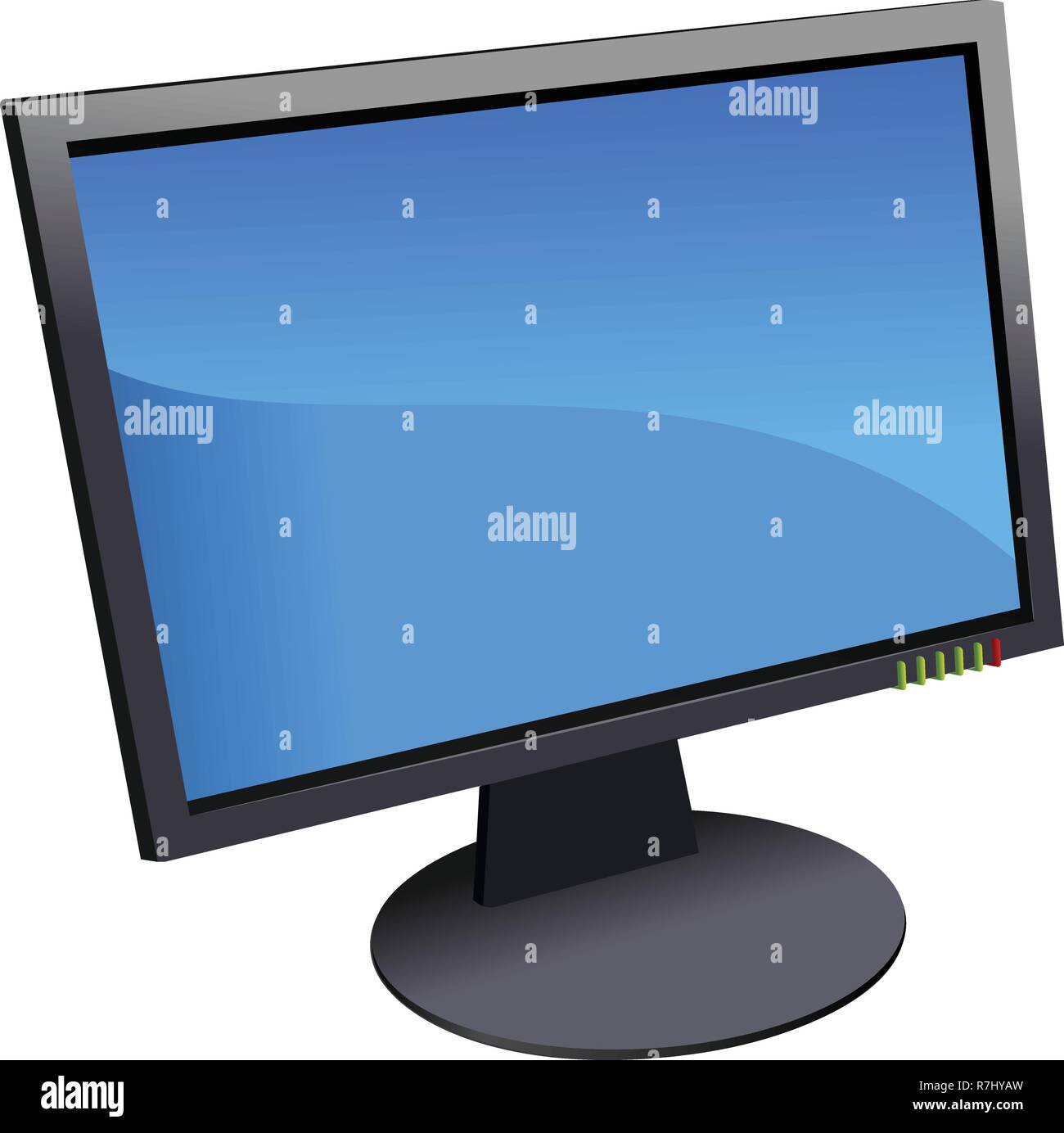 Blue dotted background with Flat computer monitor with passenger plane ...