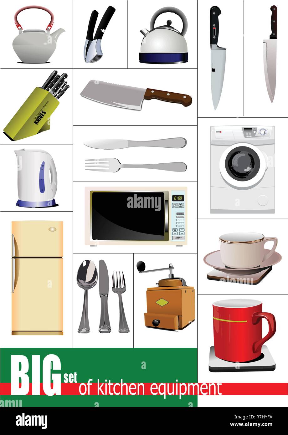 Big set of kitchen equipment. Vector Stock Vector Image & Art Alamy
