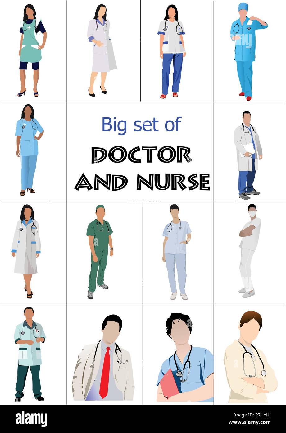 Big set of Medical doctors and nurse. Vector illustration Stock Vector ...
