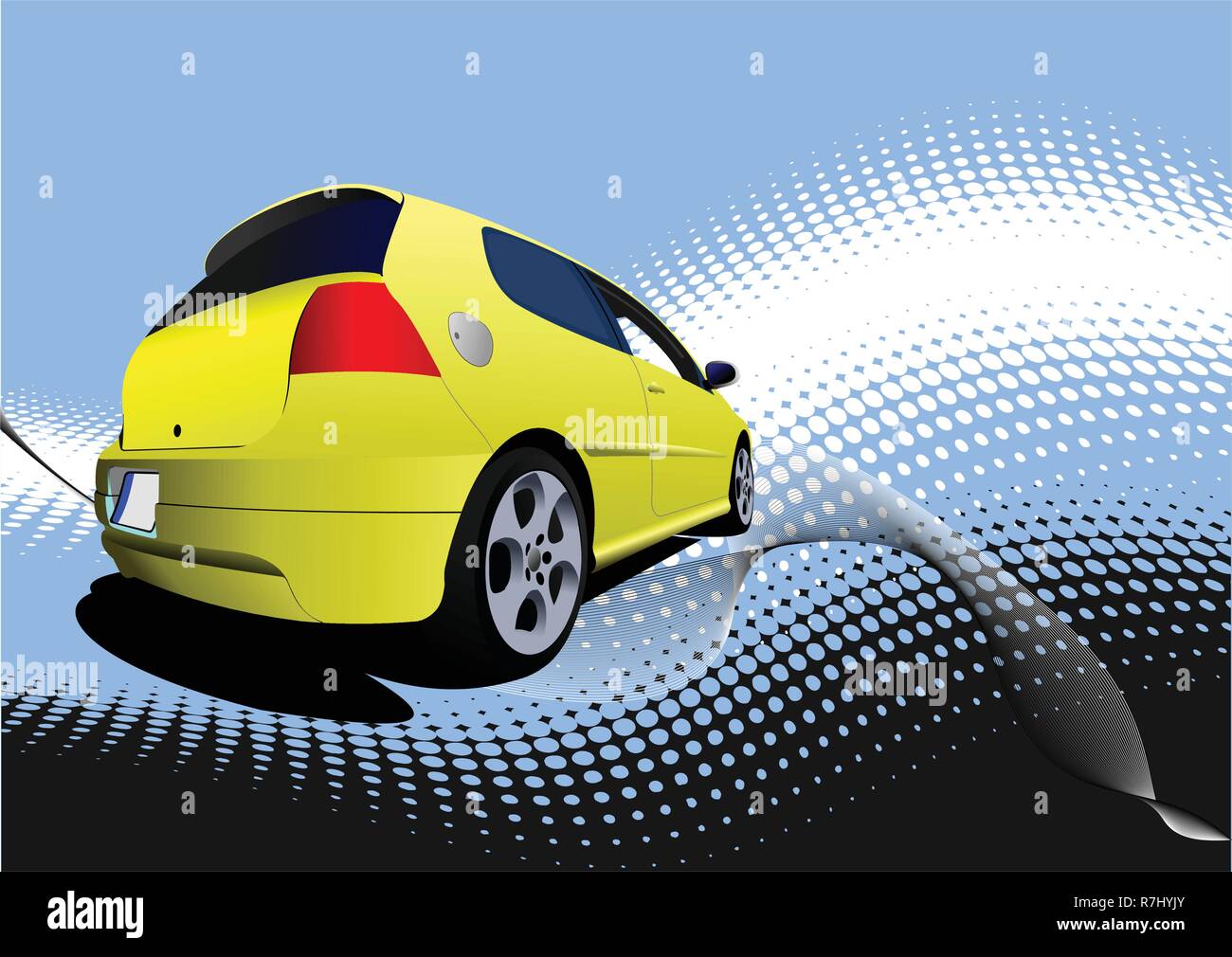 Yellow car sedan on the road. Vector illustration Stock Vector Image ...