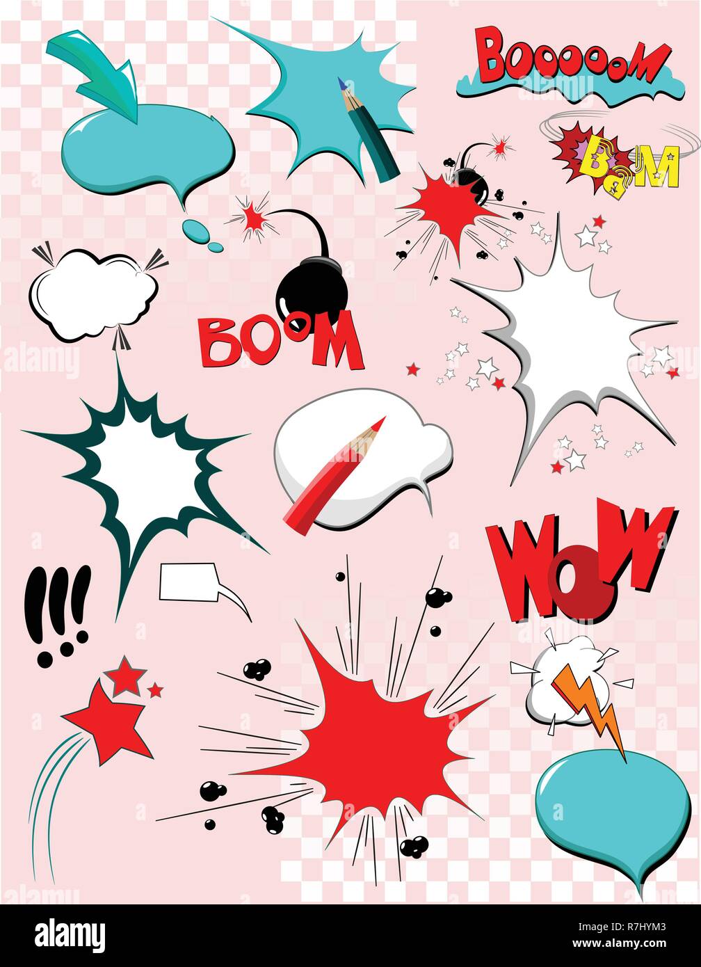 Big set of comic elements for your design Stock Vector