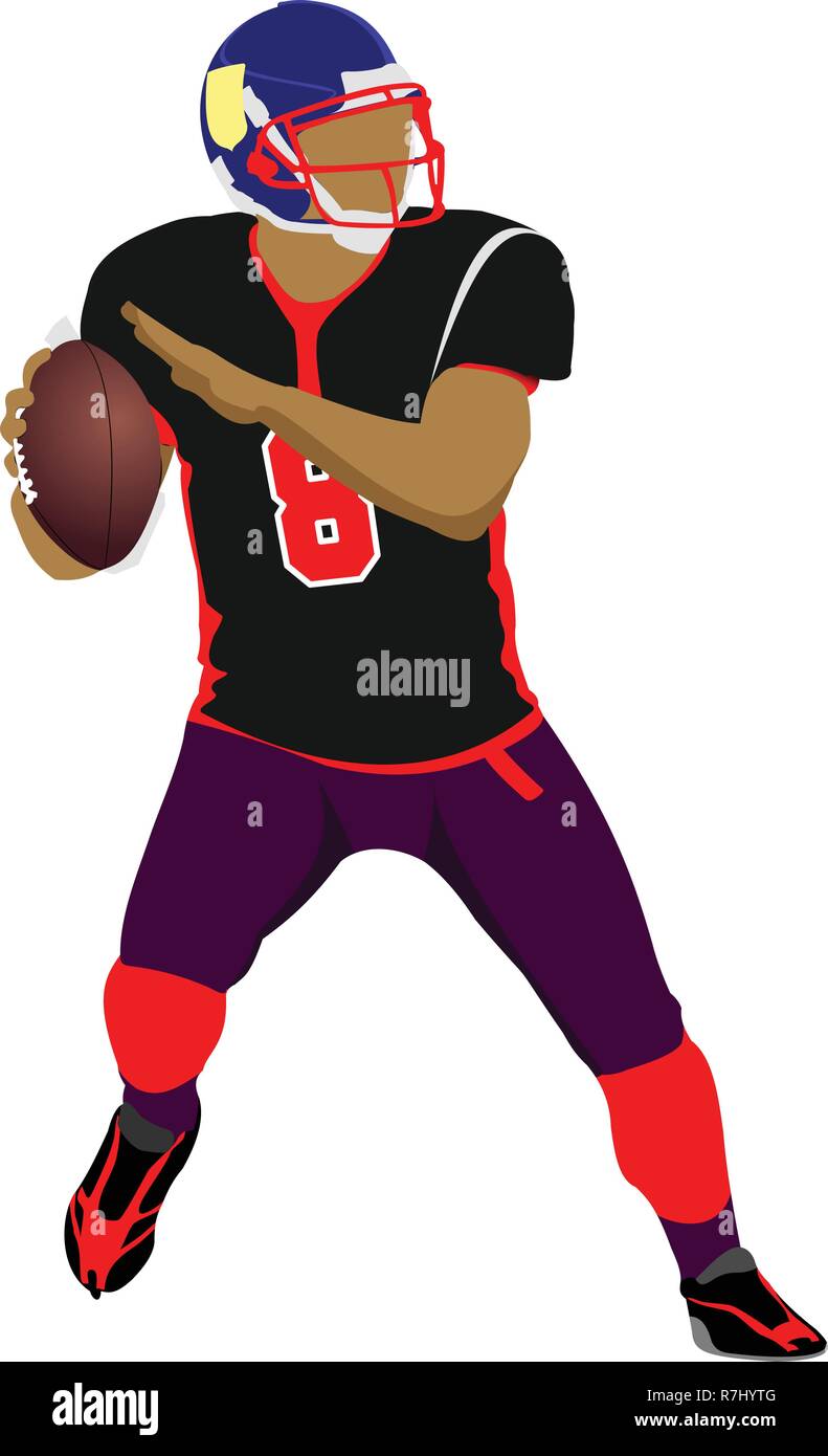 American football player s silhouettes in action. Vector illustration Stock Vector Image & Art