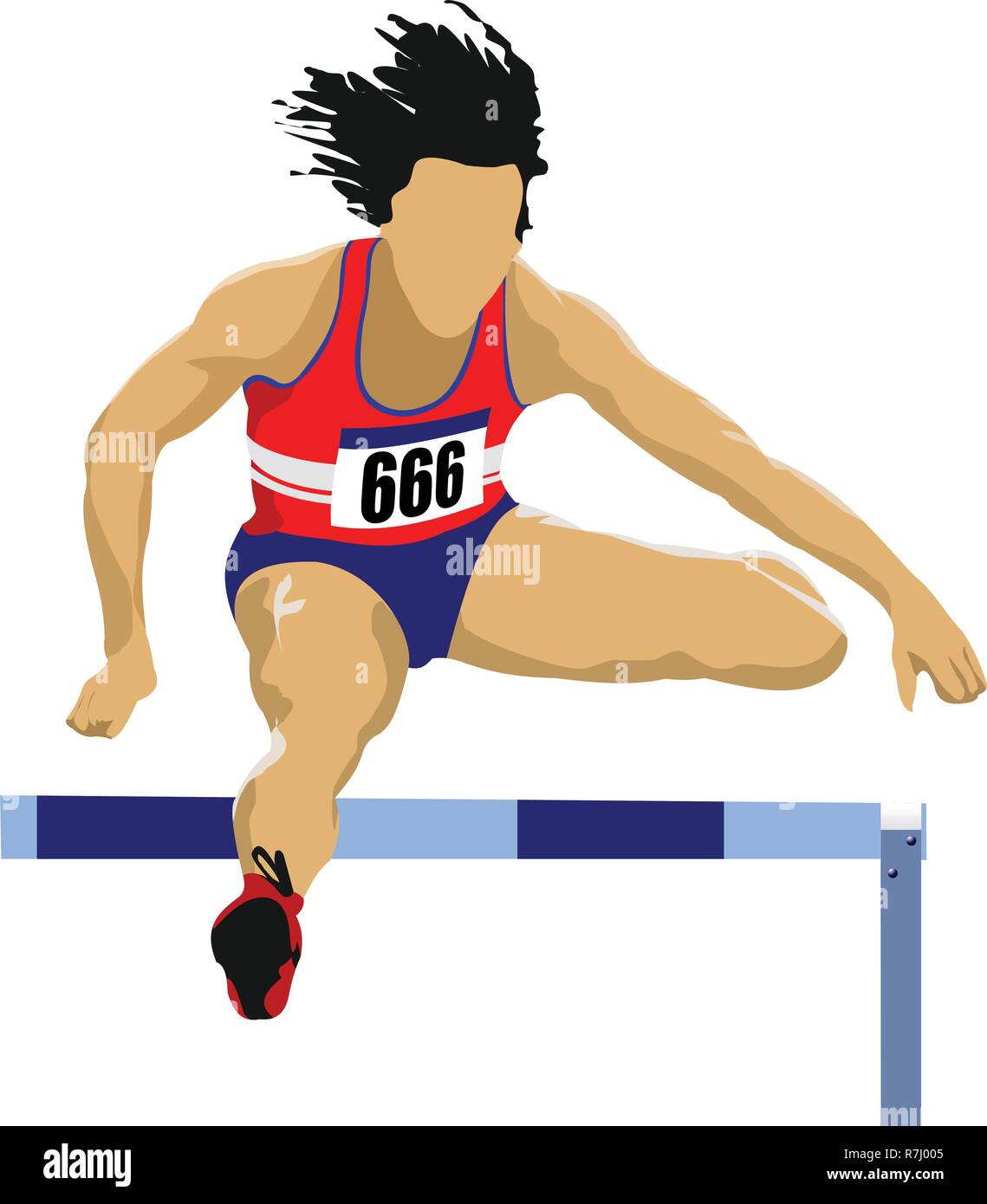 Woman running hurdles. Vector illustartion Stock Vector Image & Art Alamy