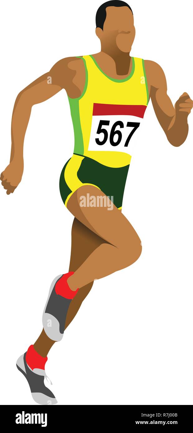 Long-distance runner. Short-distance runner. Vector illustration Stock