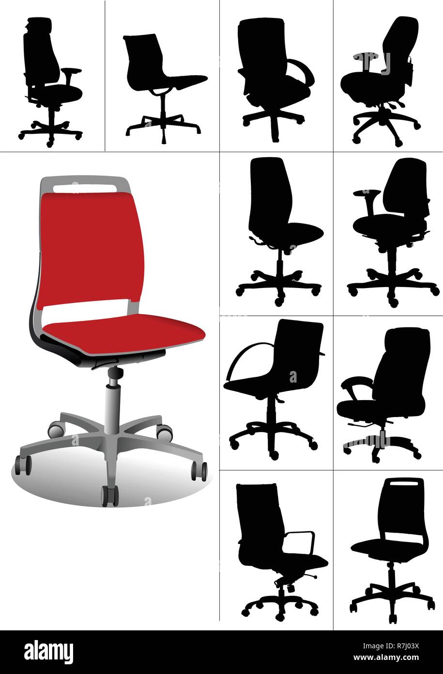 Big set Illustrations of office chairs isolated on white background ...