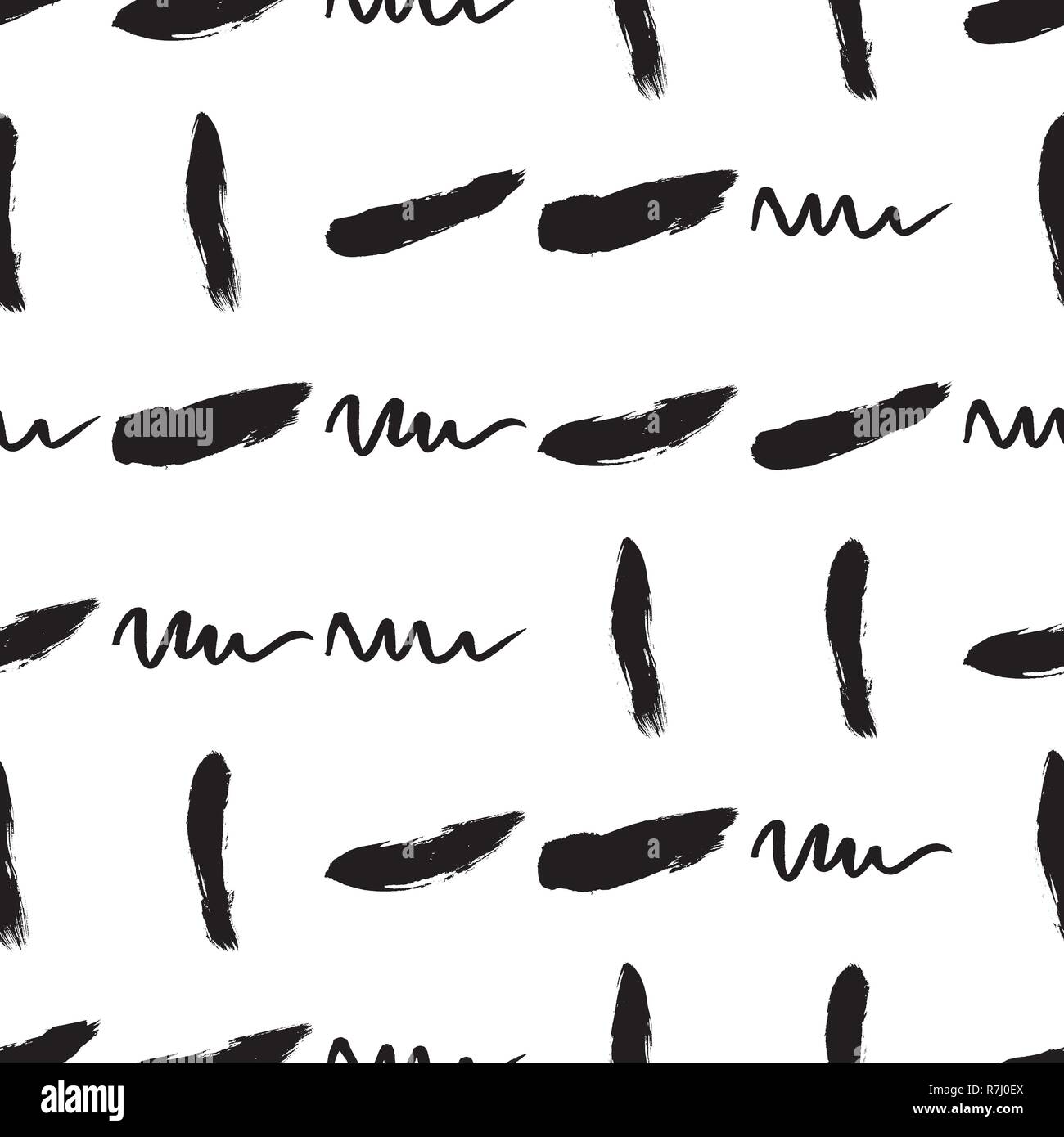 Seamless pattern hand drawn with a brush strokes. Abstract brushstrokes ...