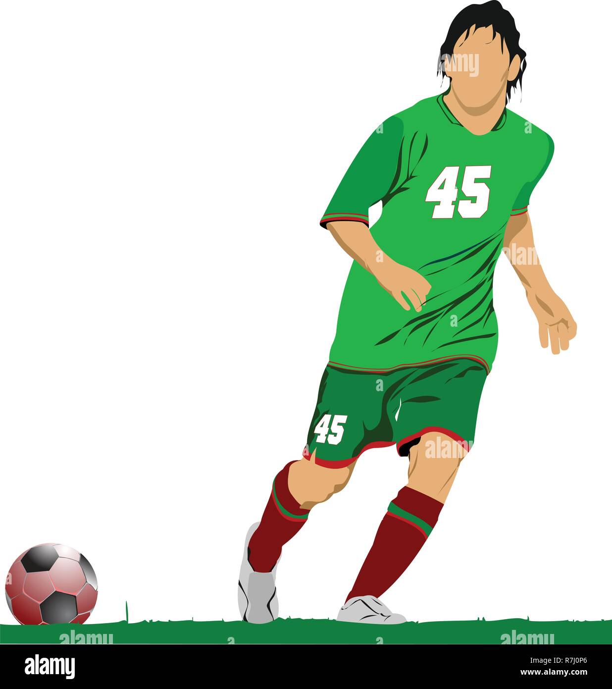 Soccer Football Player Colored Vector Illustration For Designers Stock Soccer Football Player Colored Vector Illustration For Designers R7J0P6