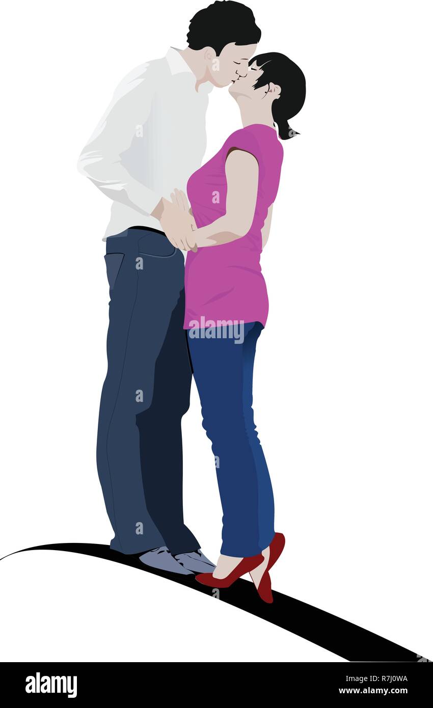 Kissing Couple vector illustration Stock Vector Image & Art Alamy