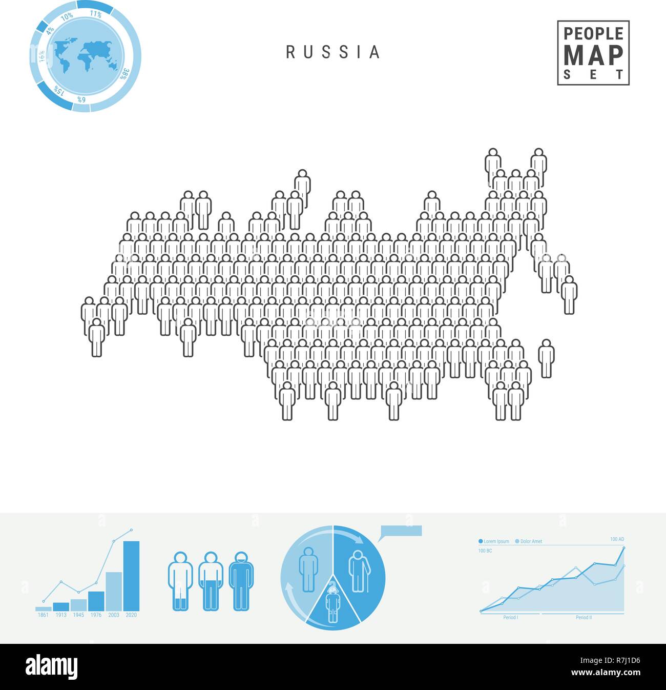 Russia People Icon Map Stylized Vector Silhouette Of Russia Population Growth And Aging Infographic Elements Stock Vector Image Art Alamy