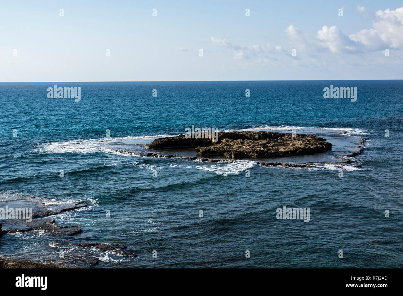 Rock Formation on Dor-Habonim beach, Israel Stock Photo