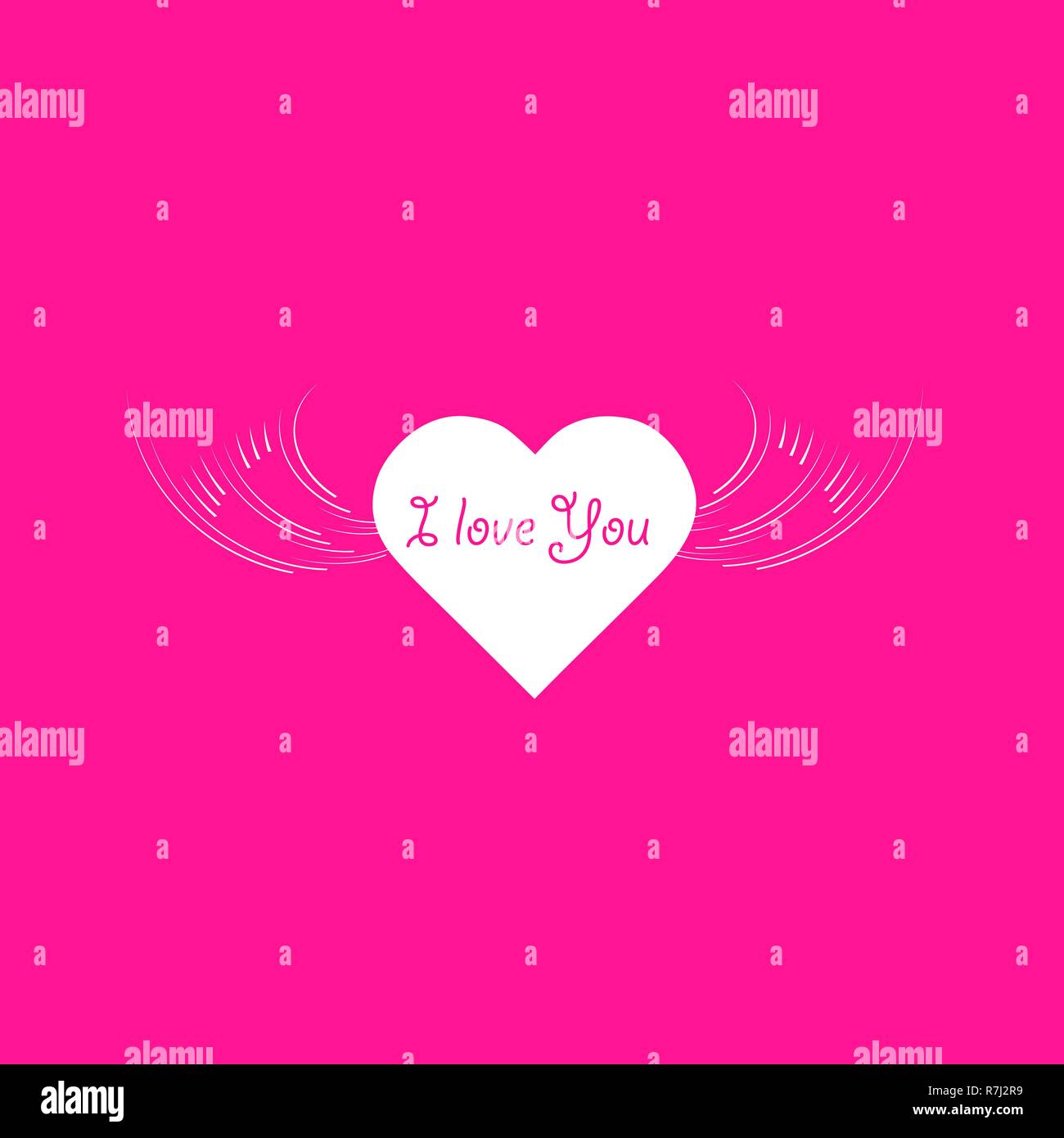 heart angel wings with text I Love You phrase icon illustration isolated vector sign symbol Stock Vector