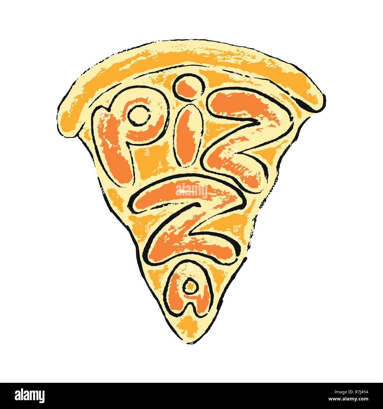 Hand drawn lettering Pizza. Stock Vector