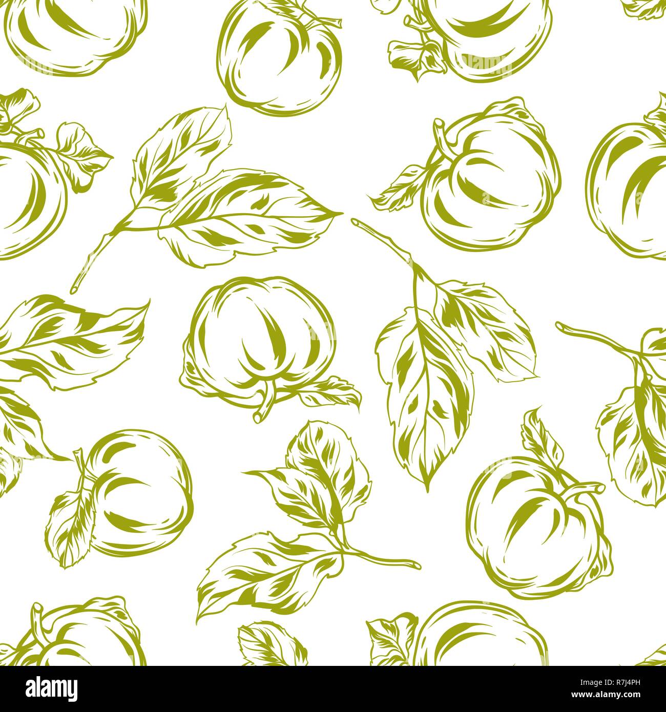 Seamless pattern with apples and leaves Stock Vector Image & Art - Alamy