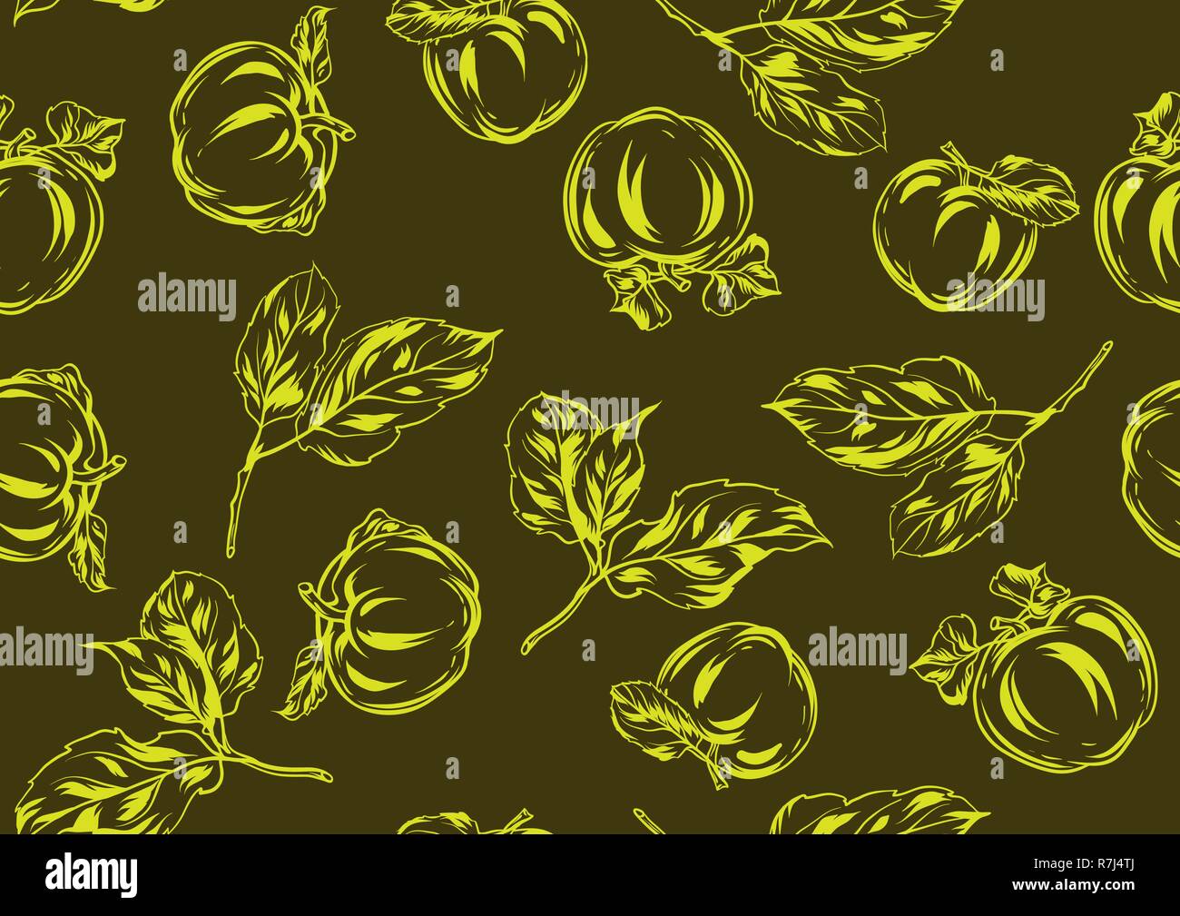 Seamless pattern with apples and leaves Stock Vector Image & Art - Alamy
