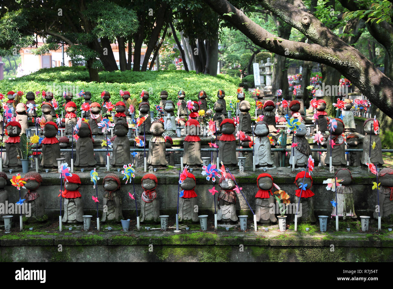 Tokyo, Japan jizo statues at famous Zojoji temple in Minato district