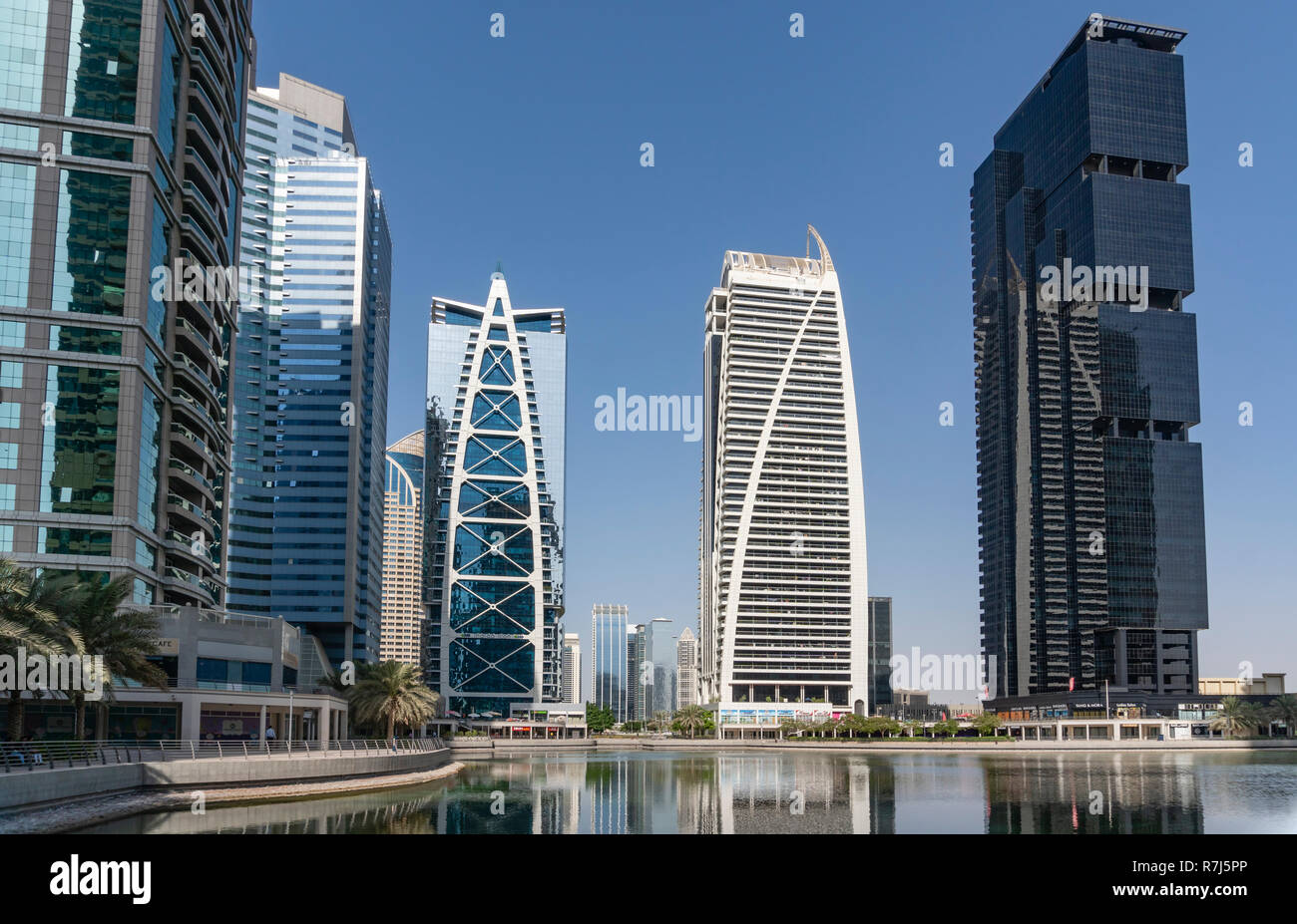 Luxury apartment buildings in Dubai, UAE Stock Photo