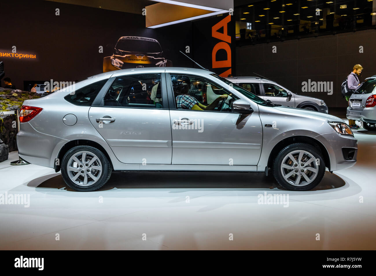 MOSCOW - AUG 2016: VAZ 2191 LADA Granta presented at MIAS Moscow International Automobile Salon