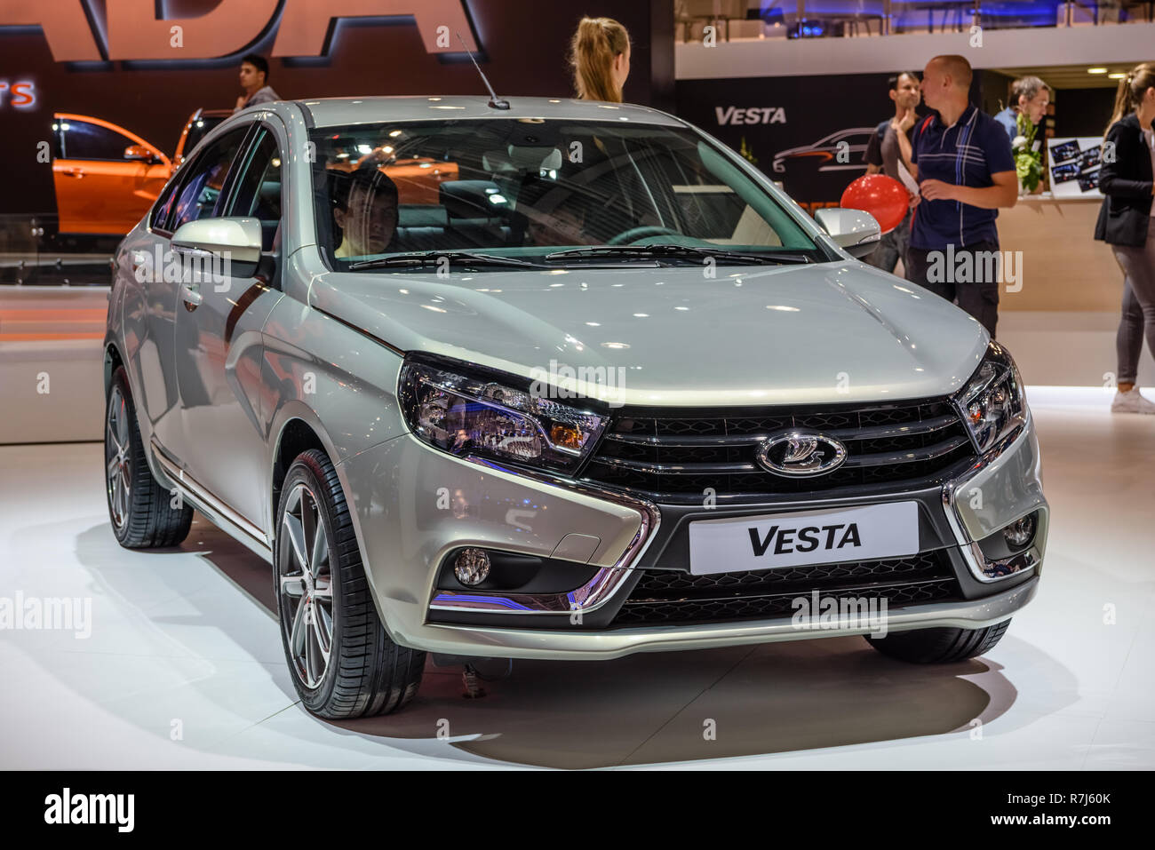 MOSCOW - AUG 2016: VAZ LADA Vesta presented at MIAS Moscow International  Automobile Salon on August 20, 2016 in Moscow, Russia Stock Photo - Alamy
