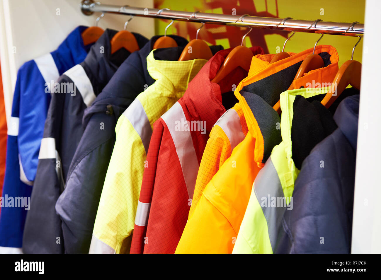 Jackets for workwear for builders and manufacturers Stock Photo