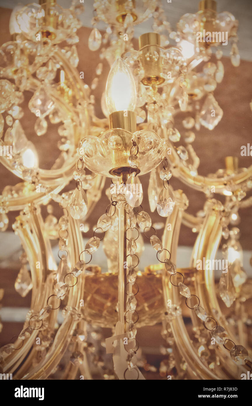 Crystal chandelier hanging Stock Photo