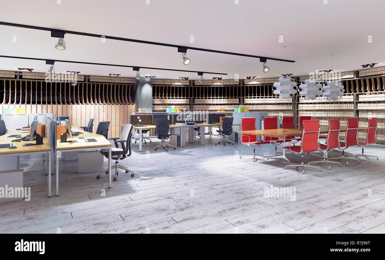 modern office interior. 3d rendering design concept Stock Photo - Alamy