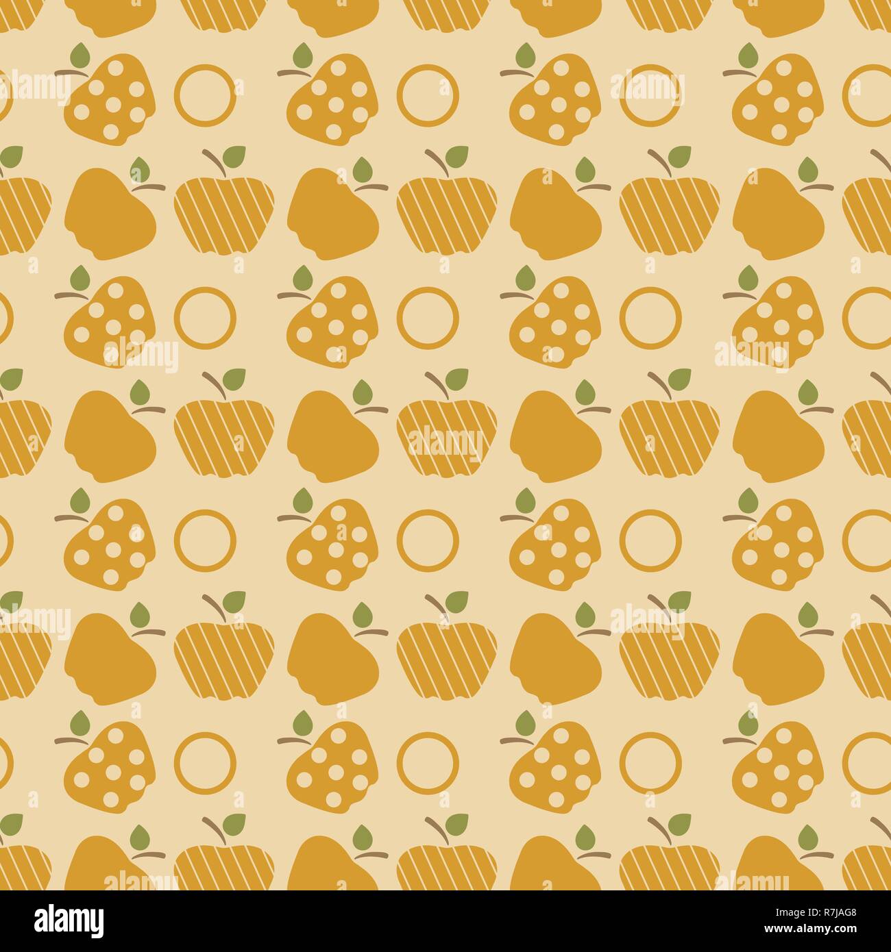 Seamless pattern with apples. Vector illustration with apple and leaf ...