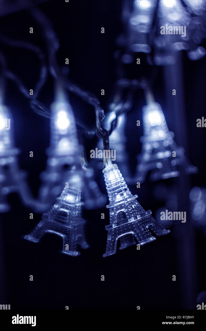 electric garland in the form of a tower blur effect Stock Photo Alamy