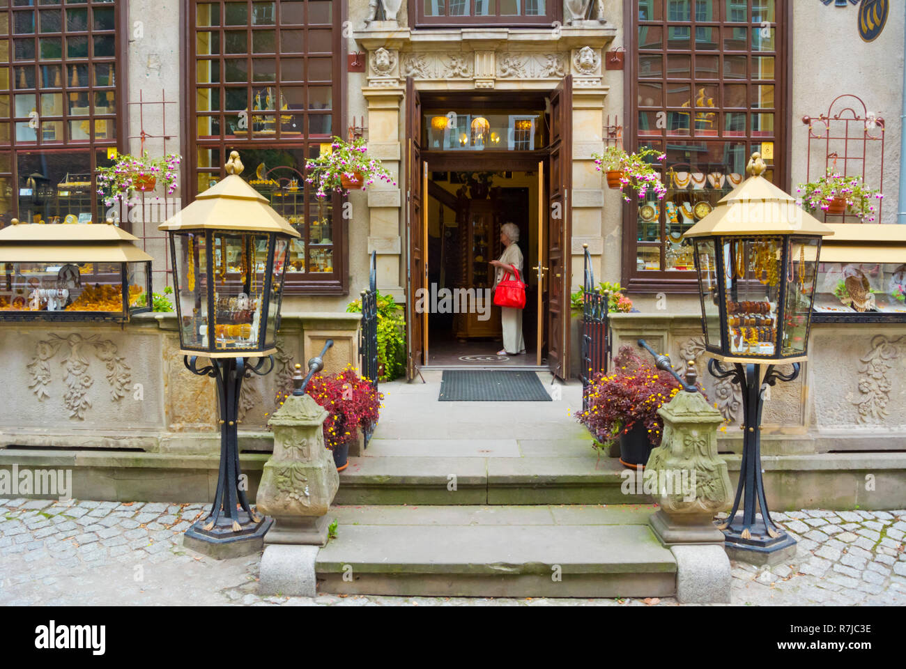 Amber shop, Ulica Mariacka, Gdansk, Poland Stock Photo