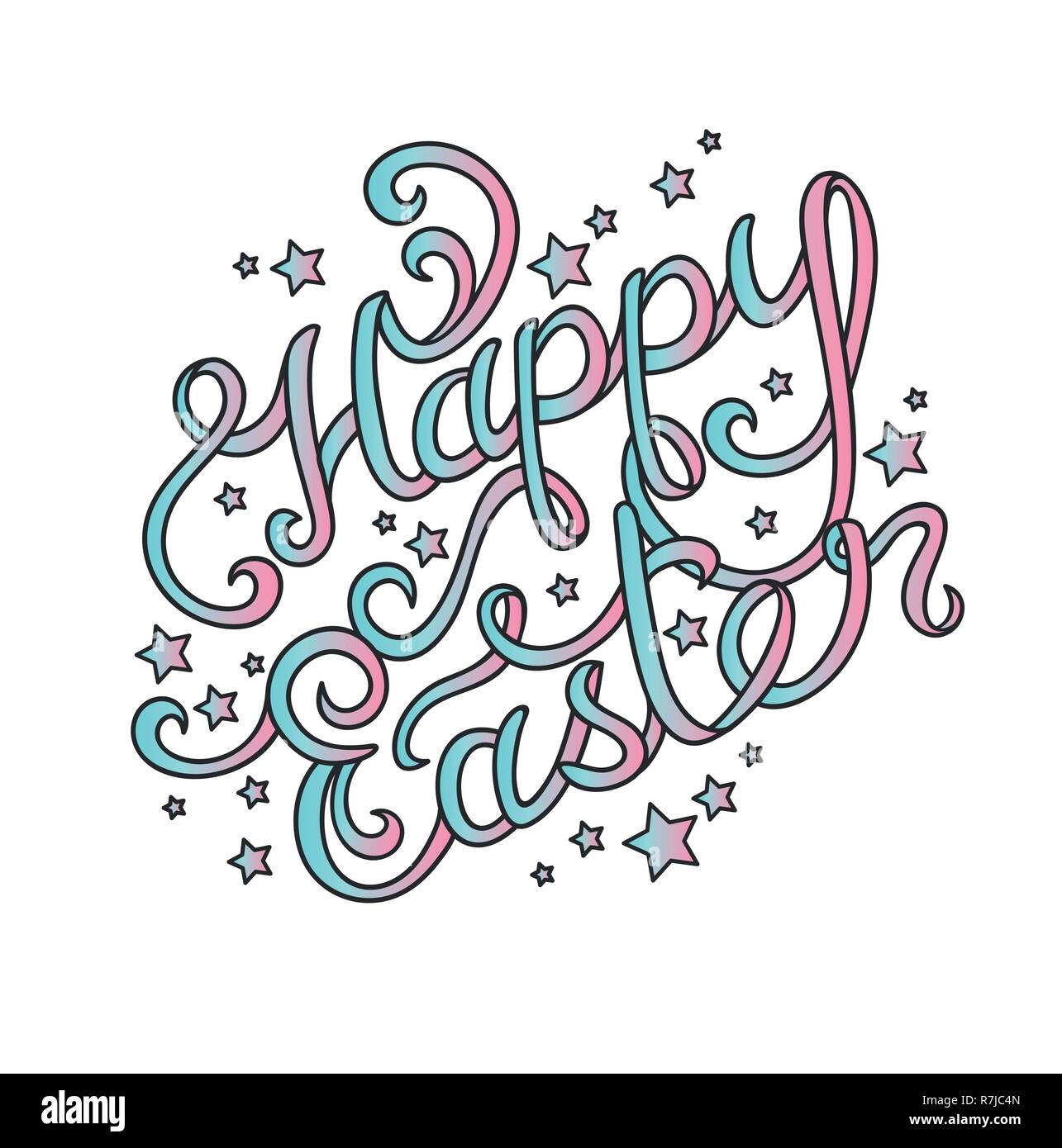Hand lettering Easter Greetings in vector. Isolated on white background