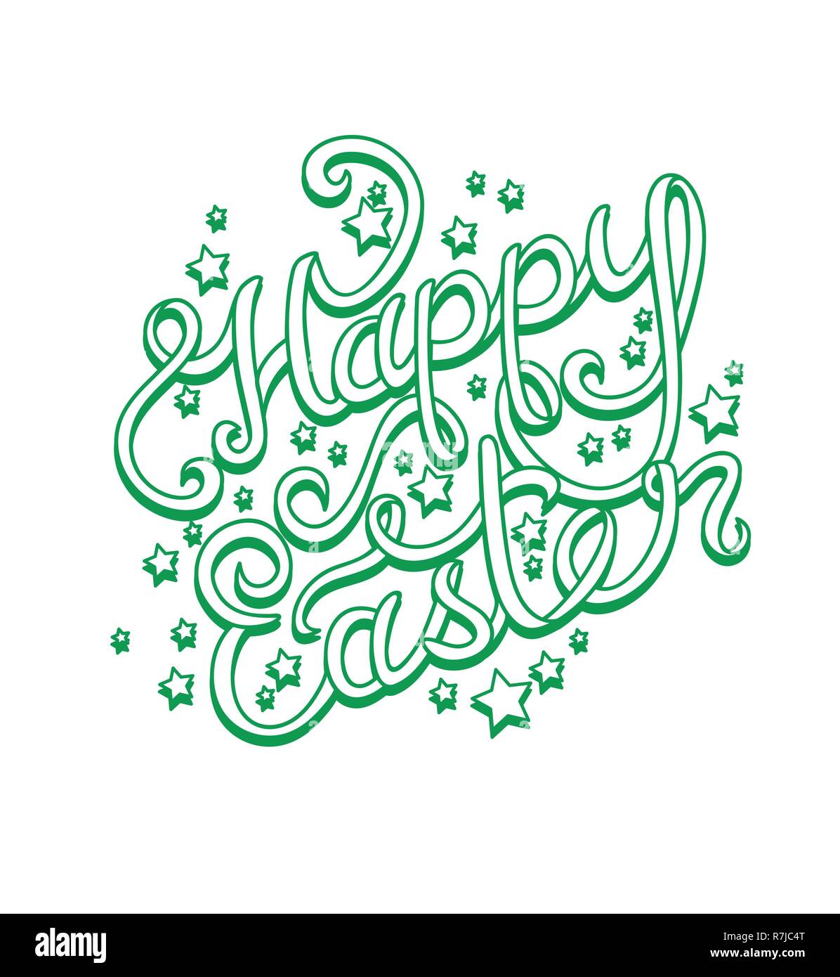 Hand lettering Easter Greetings in vector. Isolated on white background