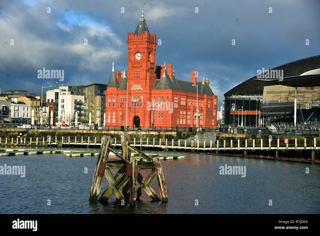 Pictures show Cardiff Bay, Mermaid Quay, St David's Hotel and Spa and the Pierhead  building. Also pictured is part of the Senedd, and WMC Stock Photo