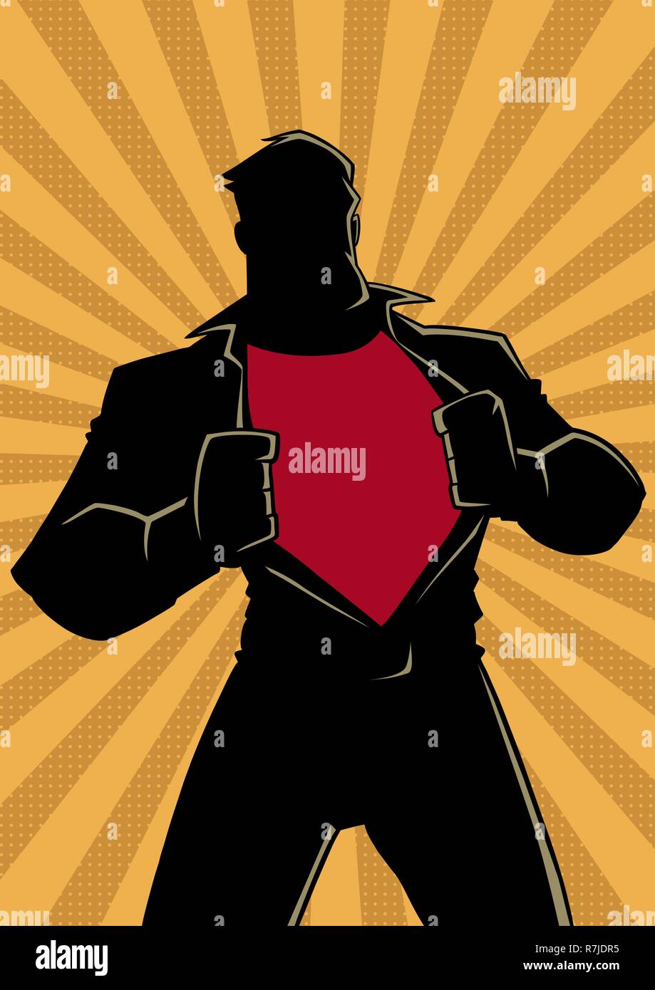 business super suit costume Vector Illustration hero businessman casual Superhero Under Cover Casual and Ray Light Background