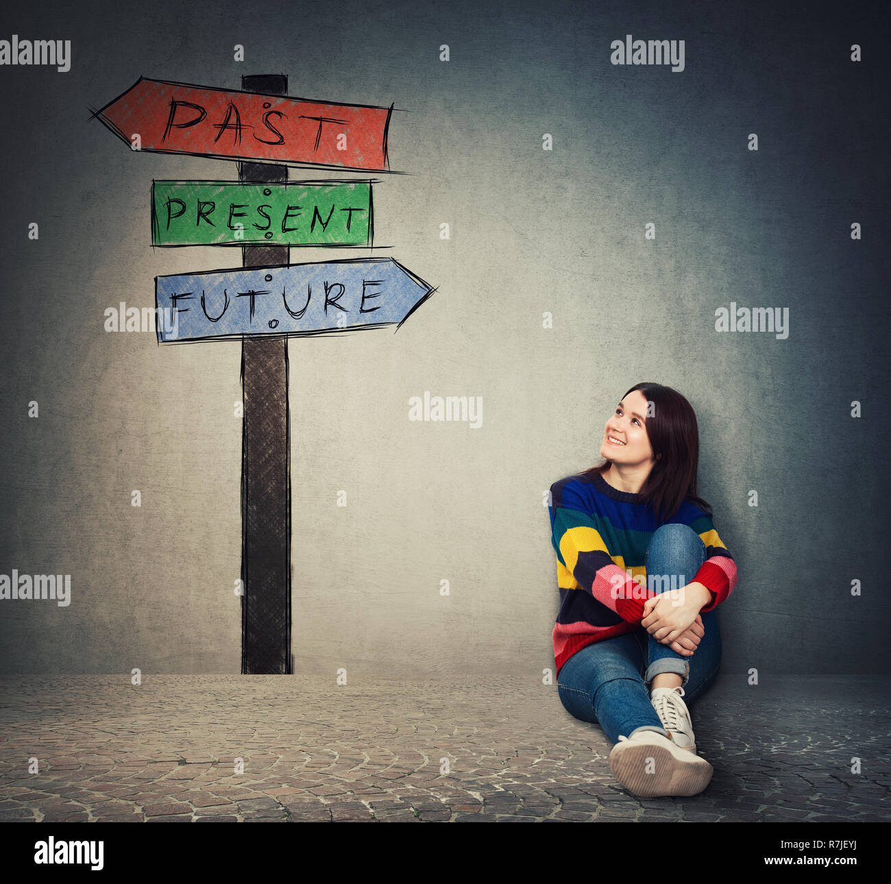 Past present future signpost shows hi-res stock photography and images ...