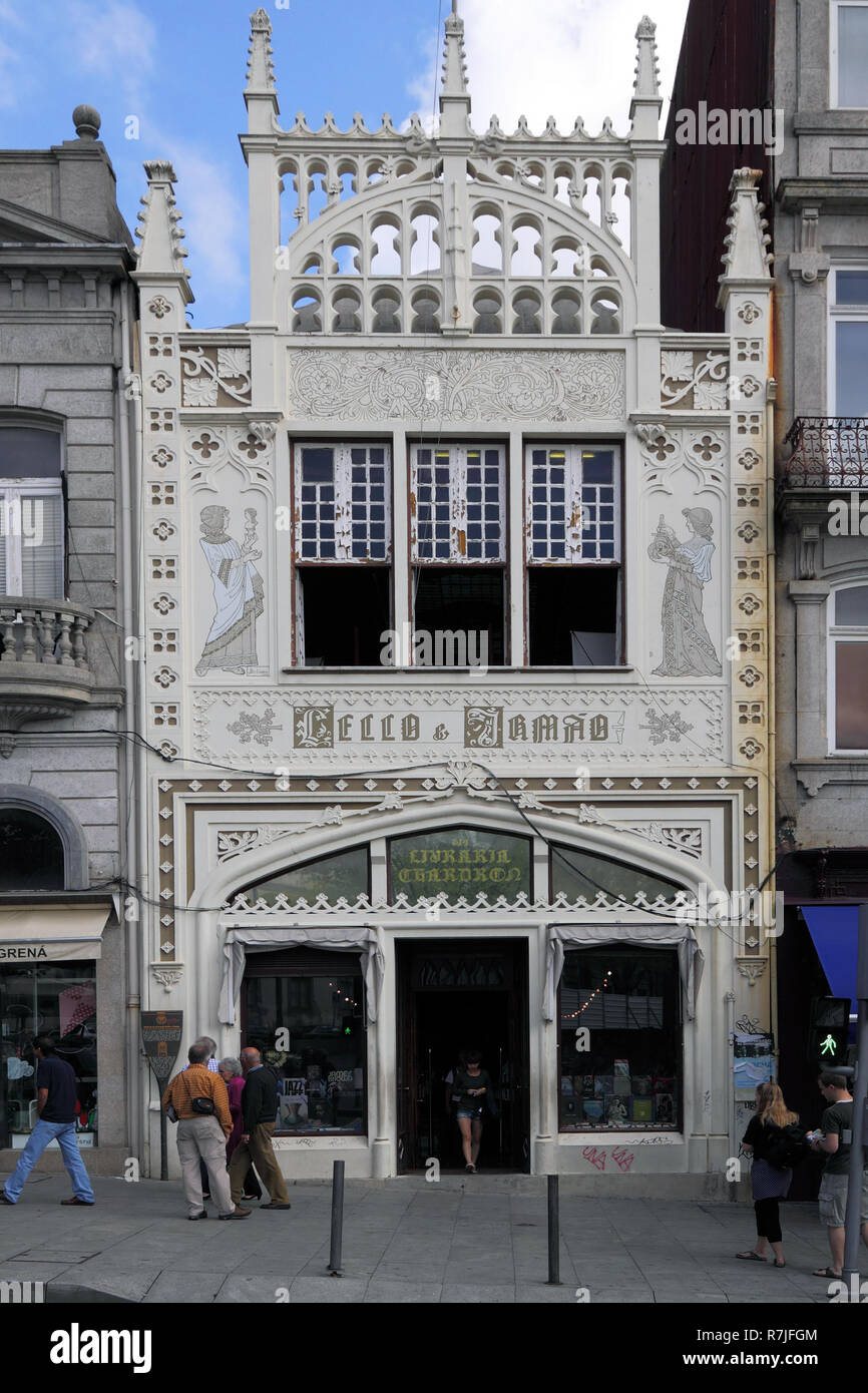 Lello & Irmao, famous bookstore in Porto, art deco building, considered one of the world's most beautiful; photograph taken on September 3, 2011 Stock Photo